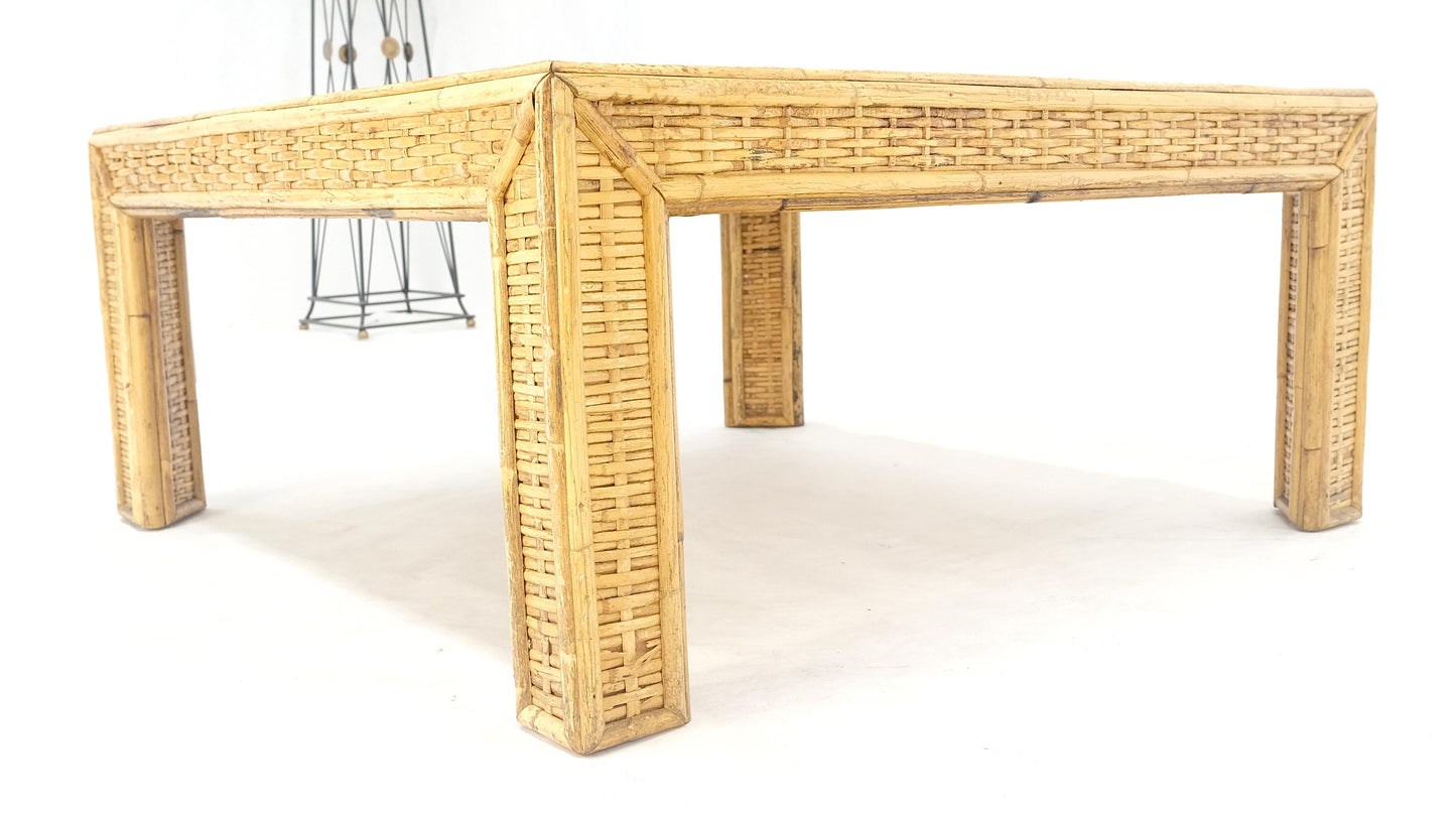 EstablishedLines Square Bamboo Rattan Mid Century Modern Parsons Style Coffee Center Table MINT