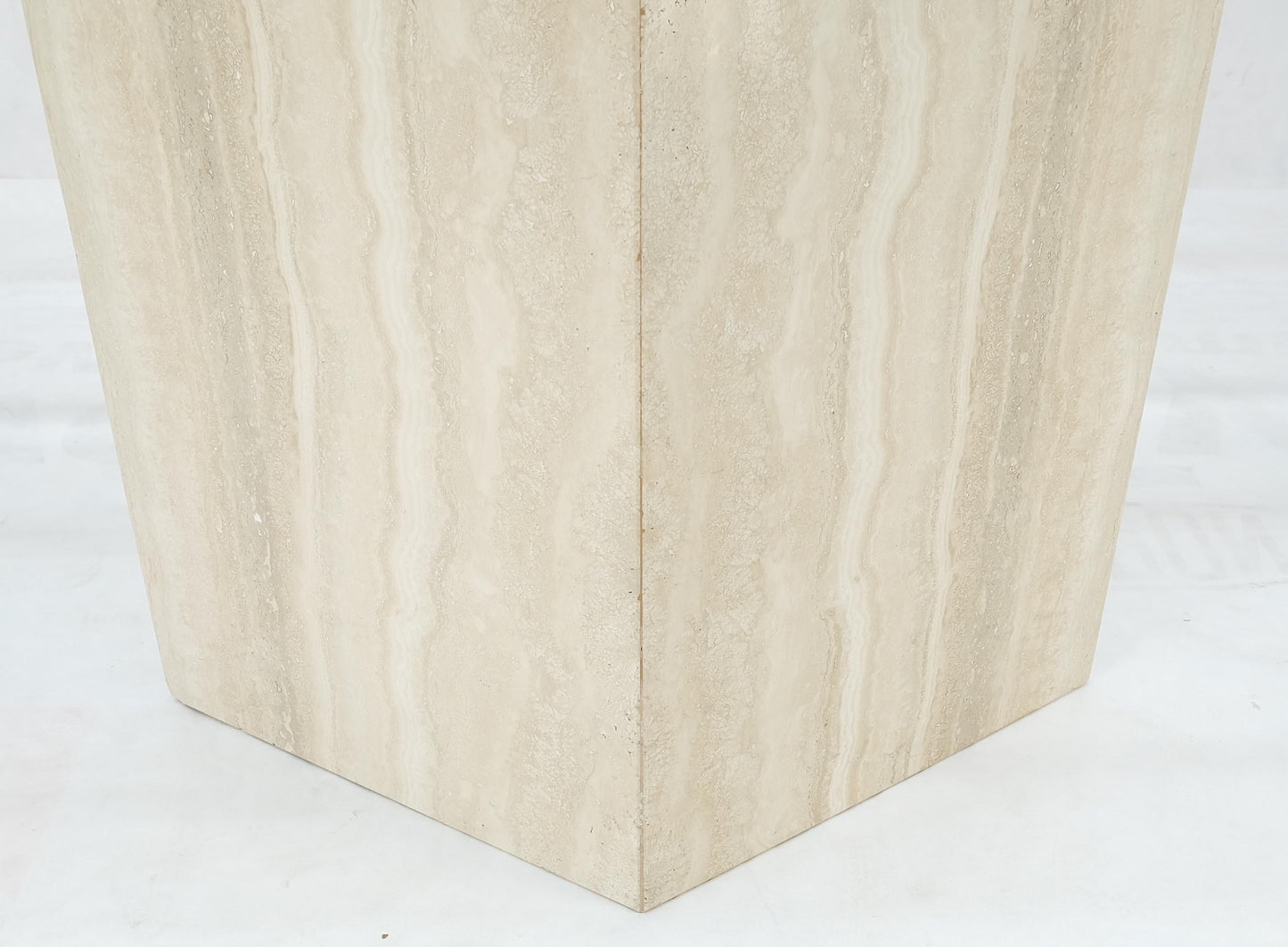 EstablishedLines Single Marble Travertine Diamond Shape Glass Top Dining Conference Table MINT!