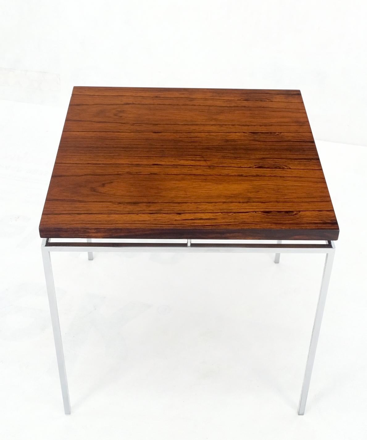 EstablishedLines Floating Rosewood Top Chrome Stainless Base Square Side End Coffee Table Mint