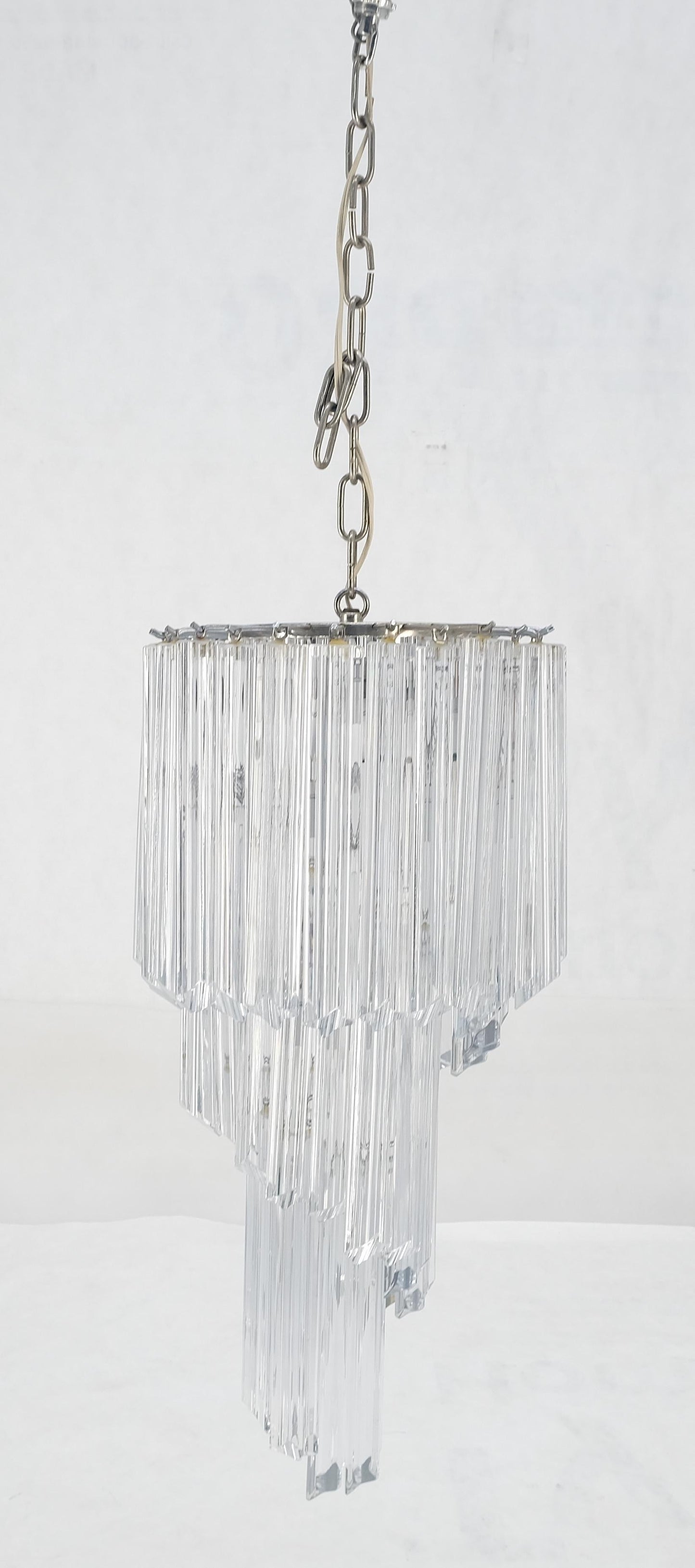 EstablishedLines Venini Spiral Tier Swirling Chandelier with Murano Glass Triedri Prisms