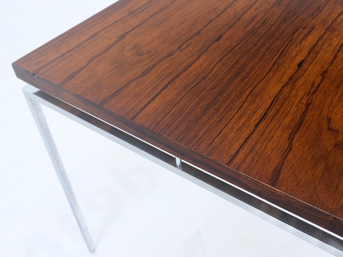 EstablishedLines Floating Rosewood Top Chrome Stainless Base Square Side End Coffee Table Mint