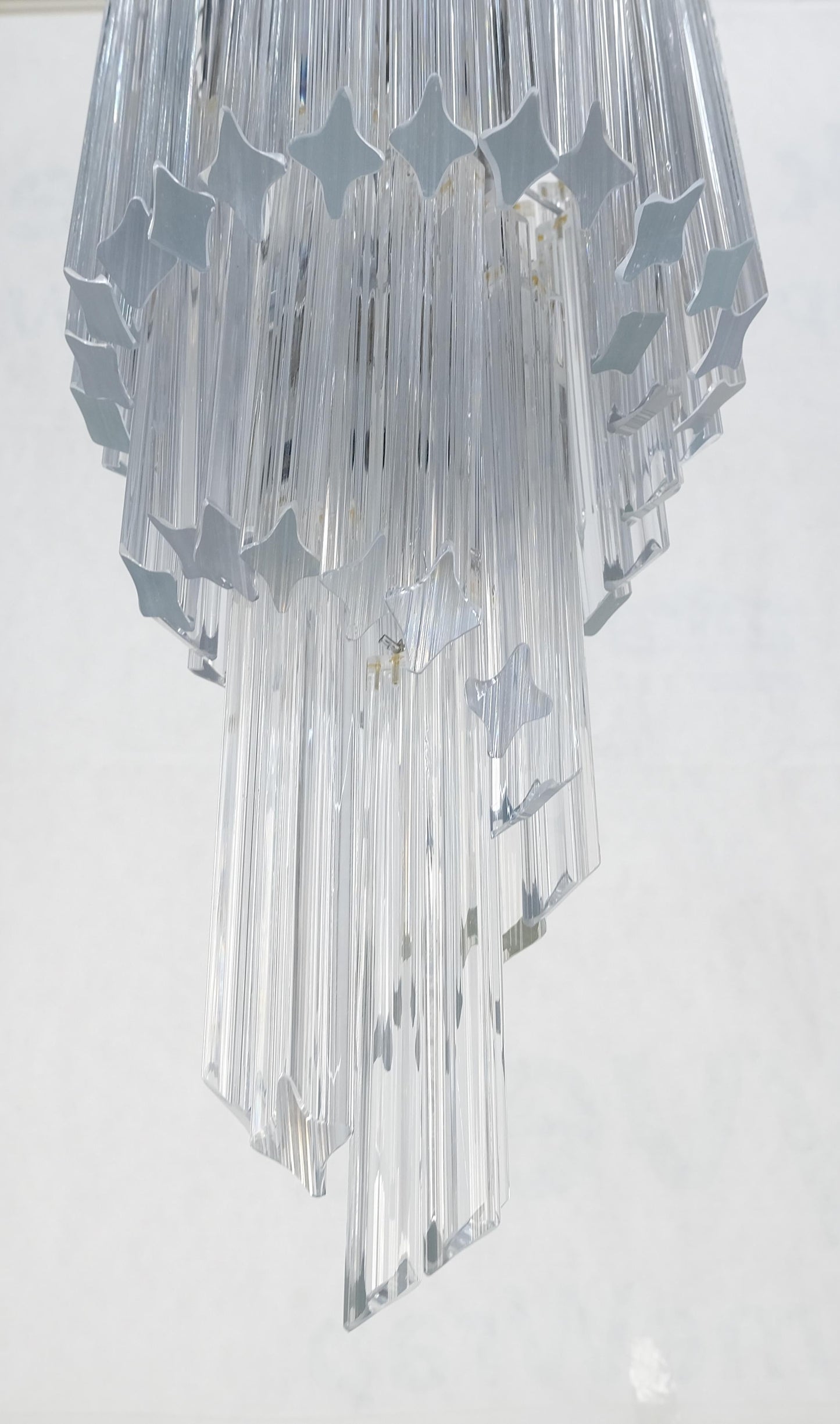 EstablishedLines Venini Spiral Tier Swirling Chandelier with Murano Glass Triedri Prisms