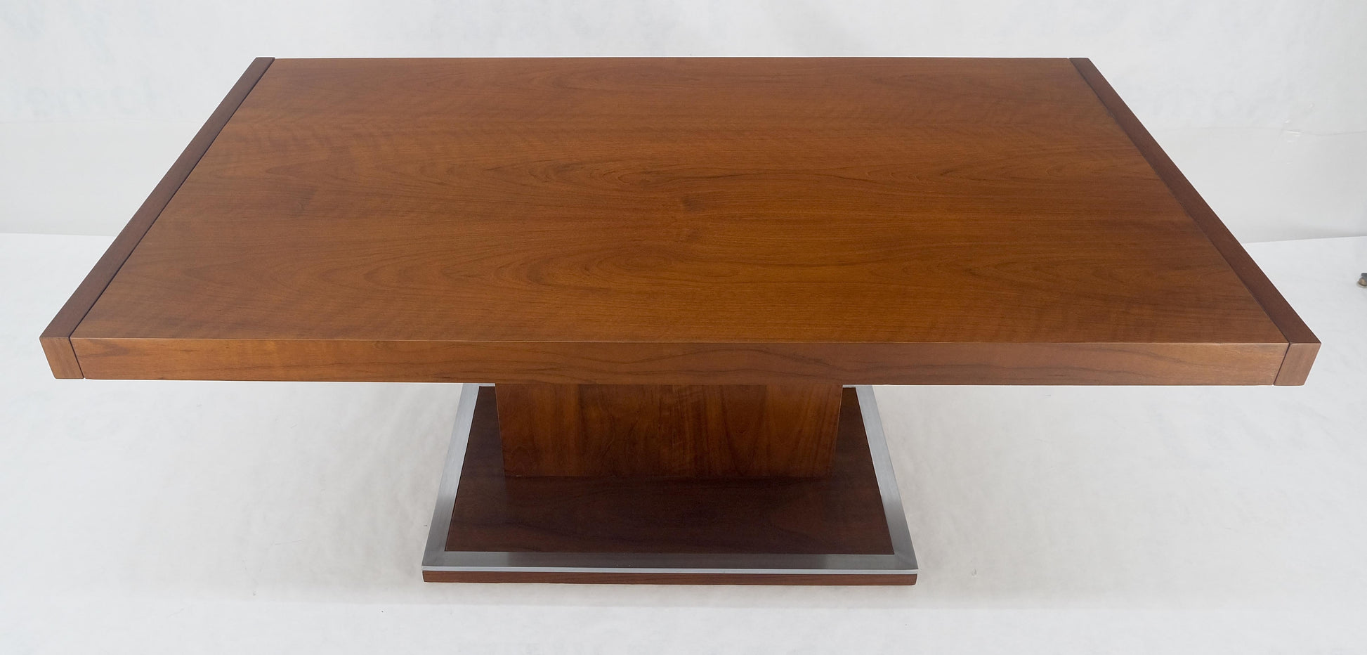 EstablishedLines Single Pedestal Base Milo Baughman Walnut Dining Table w/ 2x16" Leaves MINT