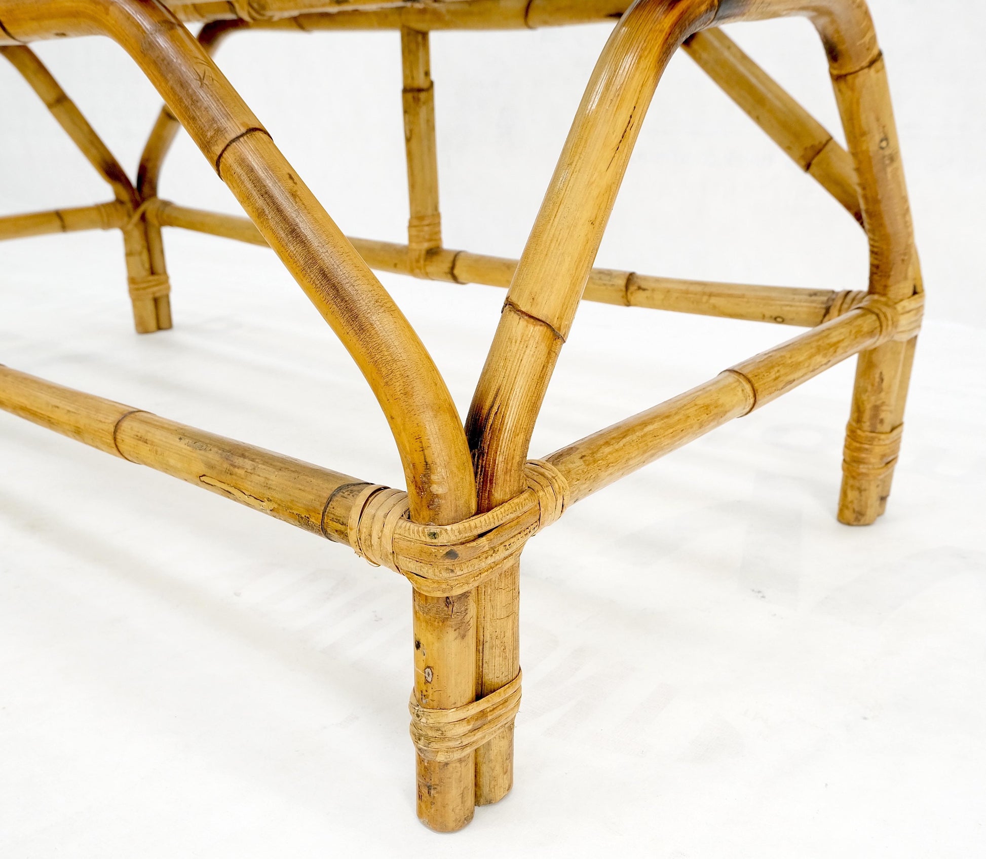 EstablishedLines Rattan Bamboo Rectangle Glass Top Mid-Century Modern Coffee Table Mnt!