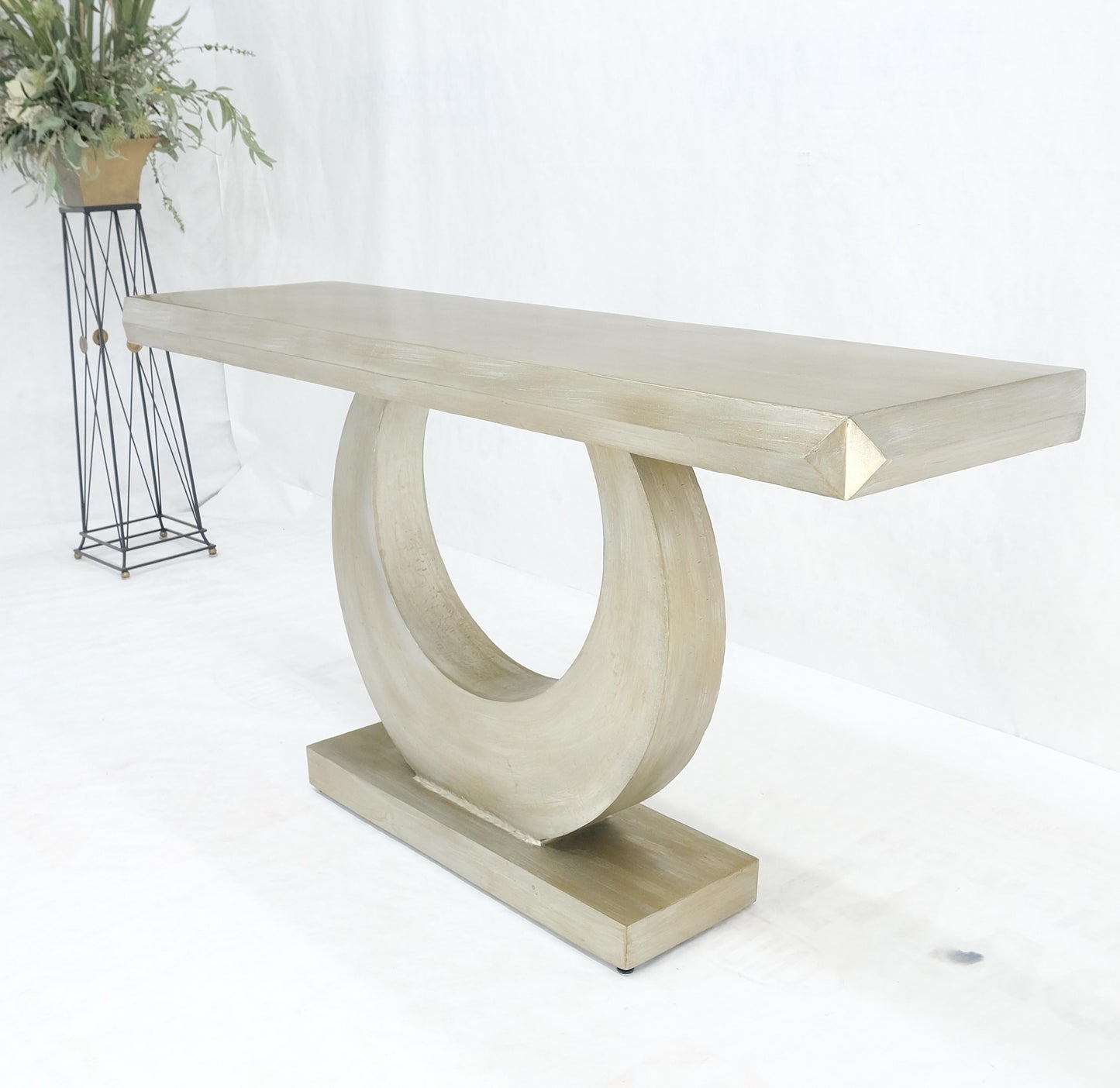 EstablishedLines Large 37"h Silvered Patinated Lacquered Welded Steel Heavy Console Table MINT