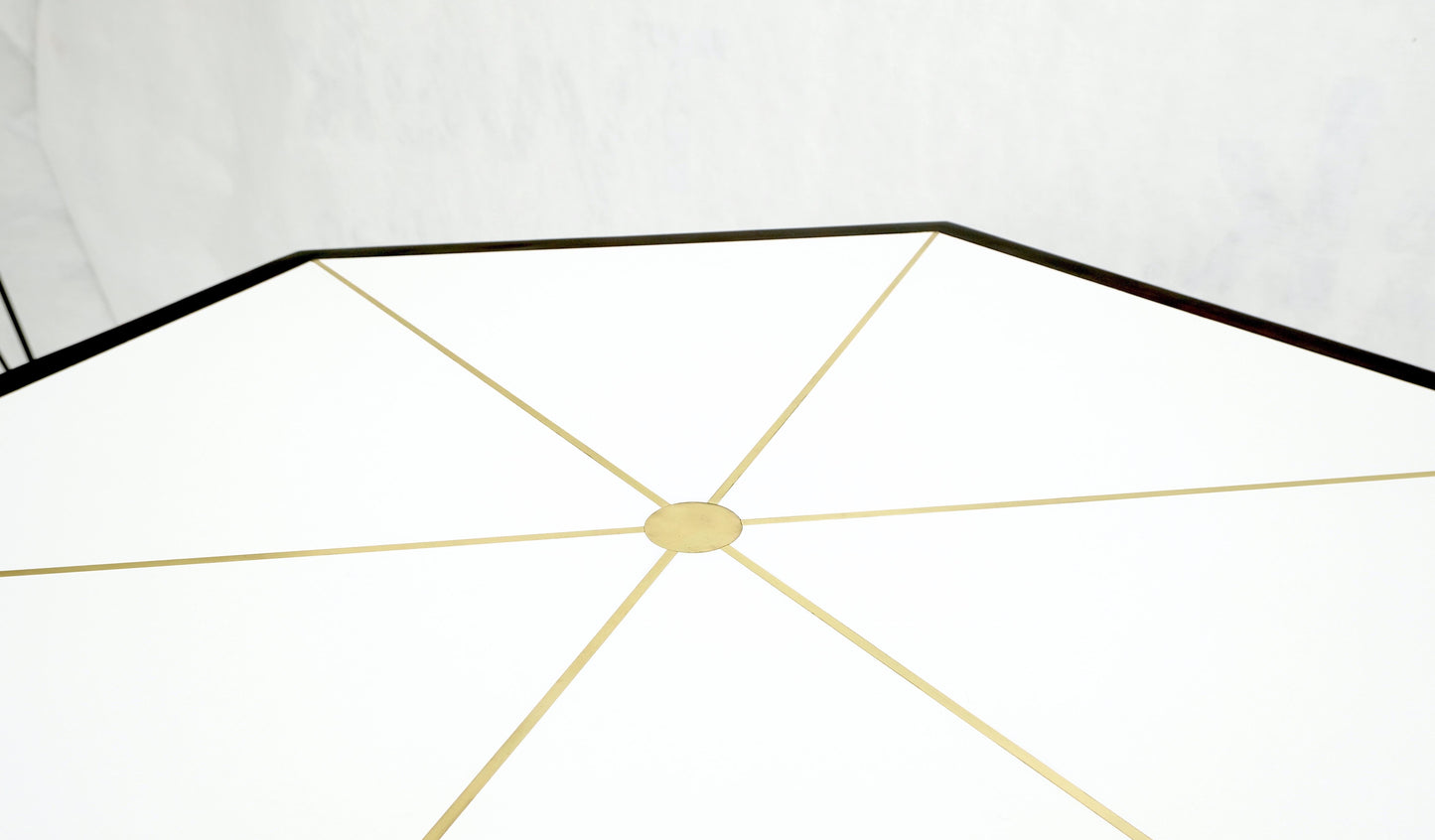 EstablishedLines Ebonised Bamboo Brass Inlay Mahogany Top Hexagon Card Game Poker Table MINT!