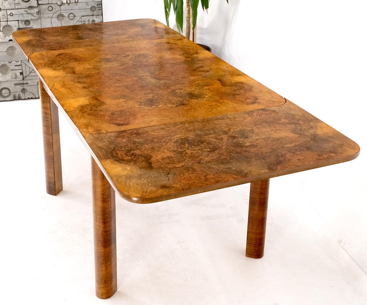 EstablishedLines Swedish Mid-Century Modern Burl Wood Refectory Extending Dining Dinette Table