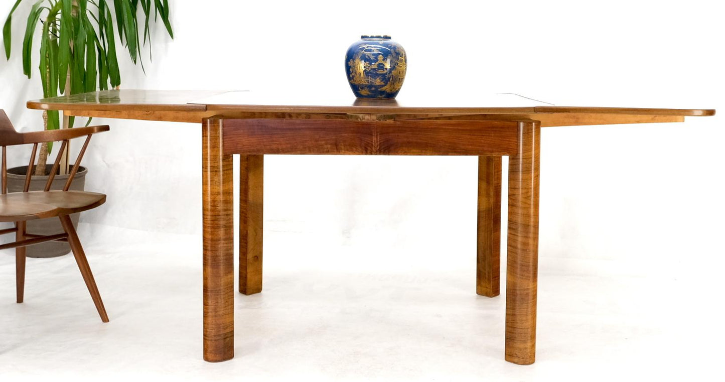 EstablishedLines Swedish Mid-Century Modern Burl Wood Refectory Extending Dining Dinette Table