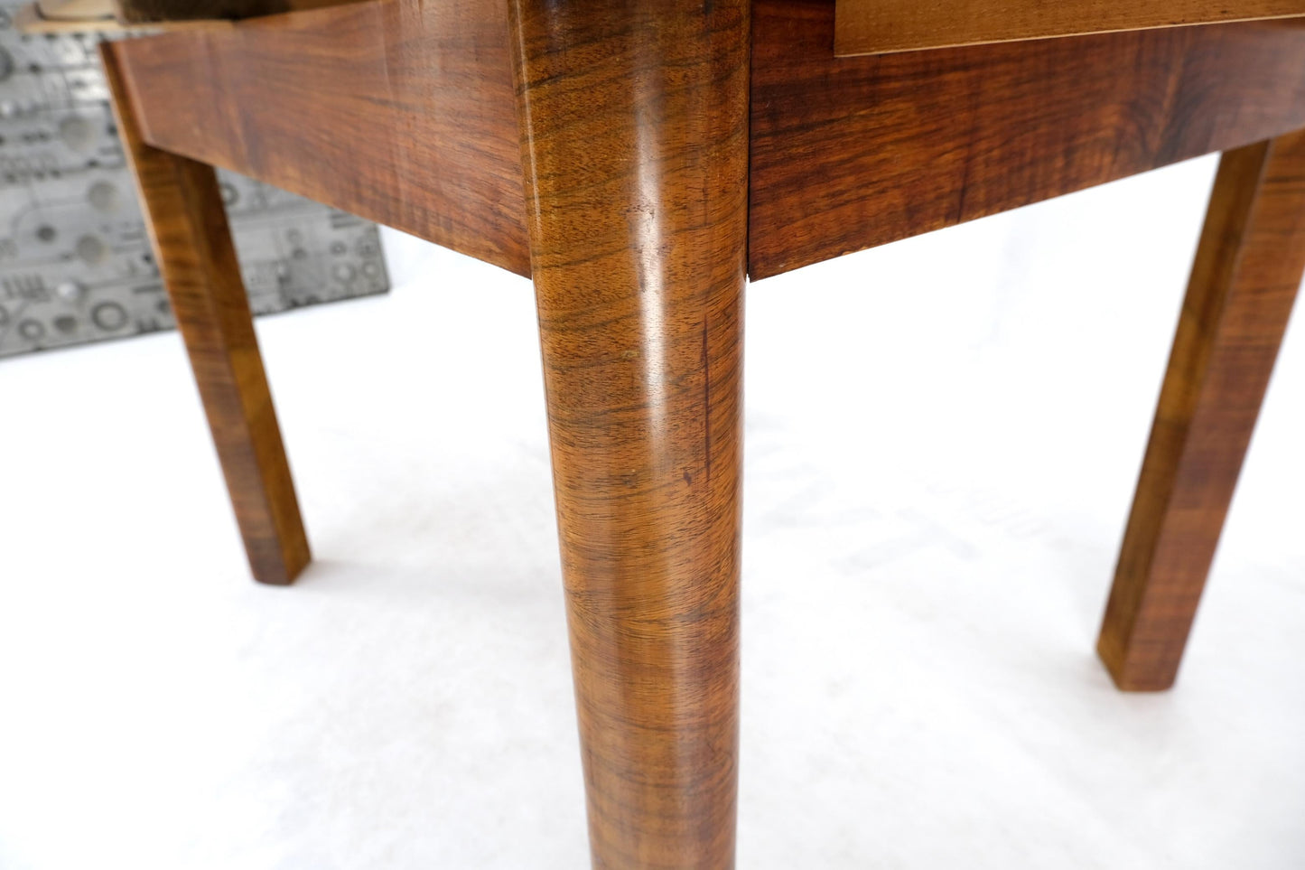 EstablishedLines Swedish Mid-Century Modern Burl Wood Refectory Extending Dining Dinette Table