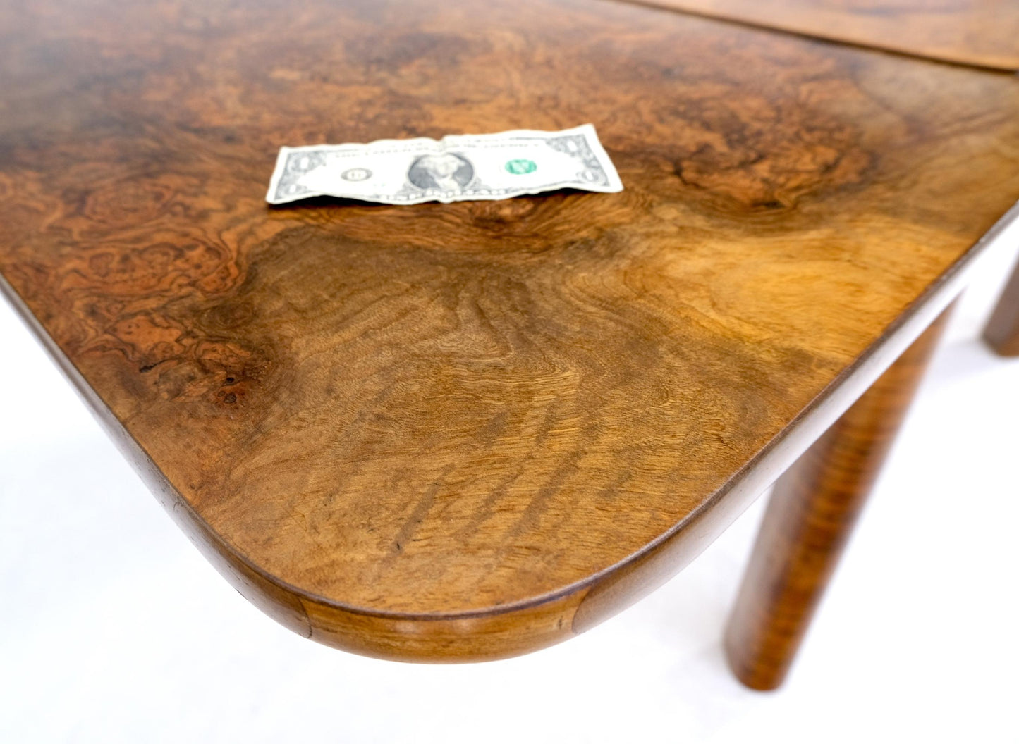 EstablishedLines Swedish Mid-Century Modern Burl Wood Refectory Extending Dining Dinette Table