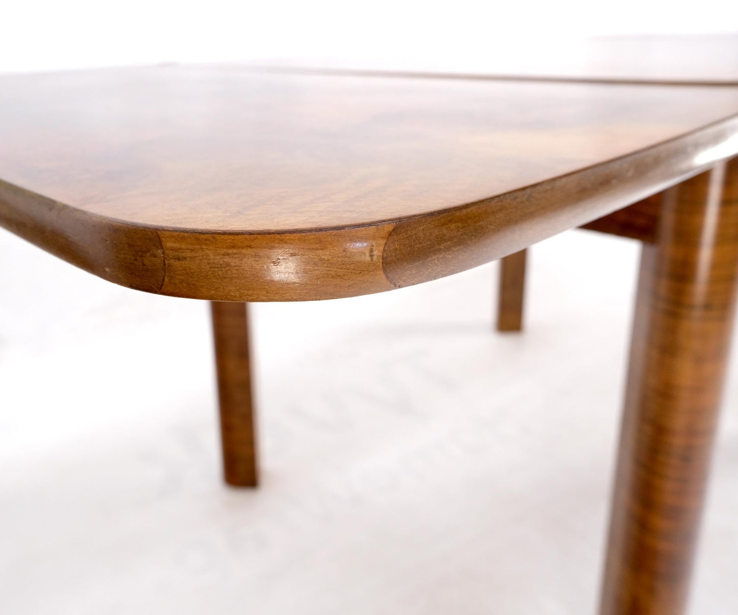EstablishedLines Swedish Mid-Century Modern Burl Wood Refectory Extending Dining Dinette Table