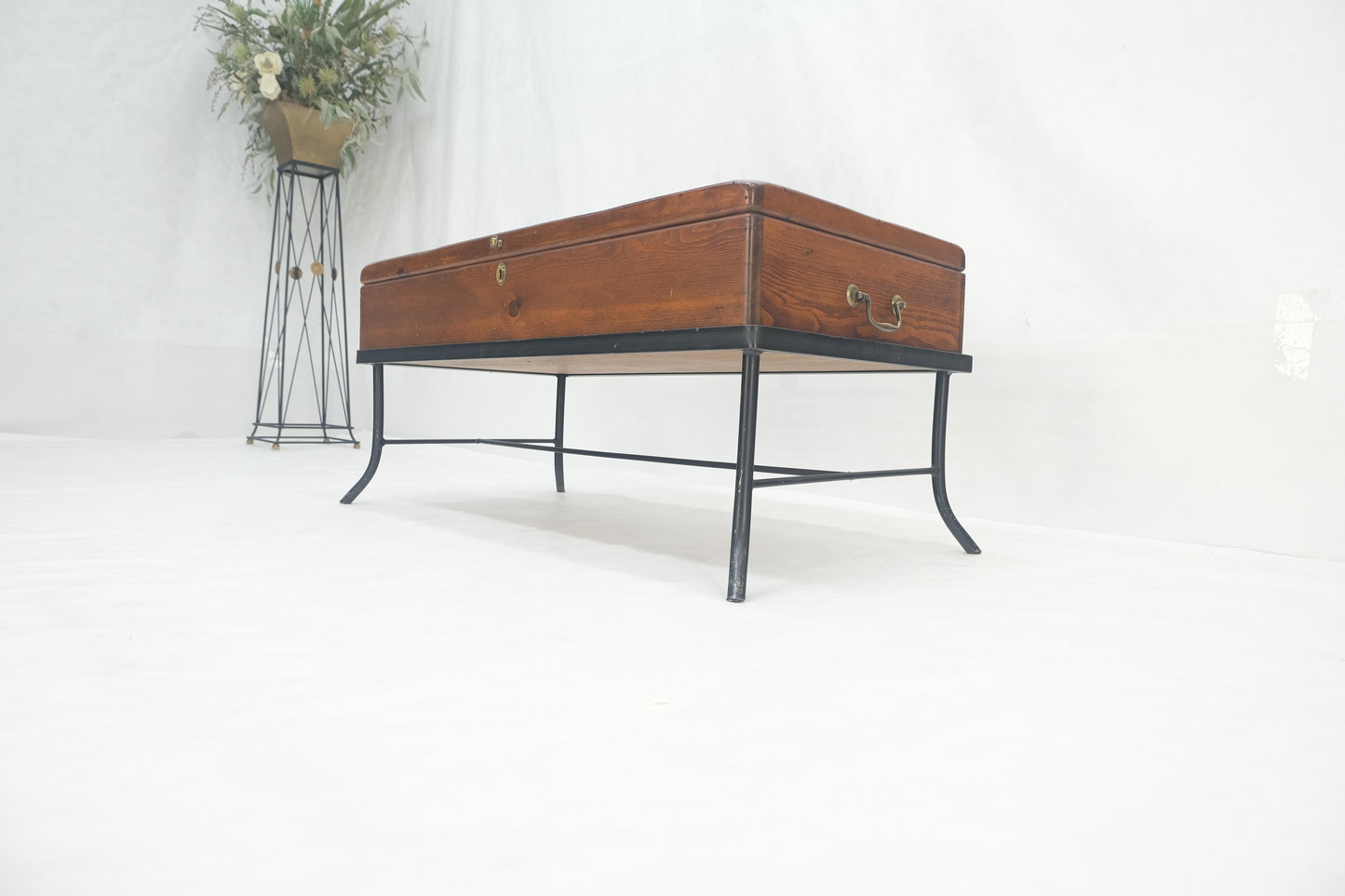 EstablishedLines Vintage Hope Chest Storage Box on Metal Frame Box