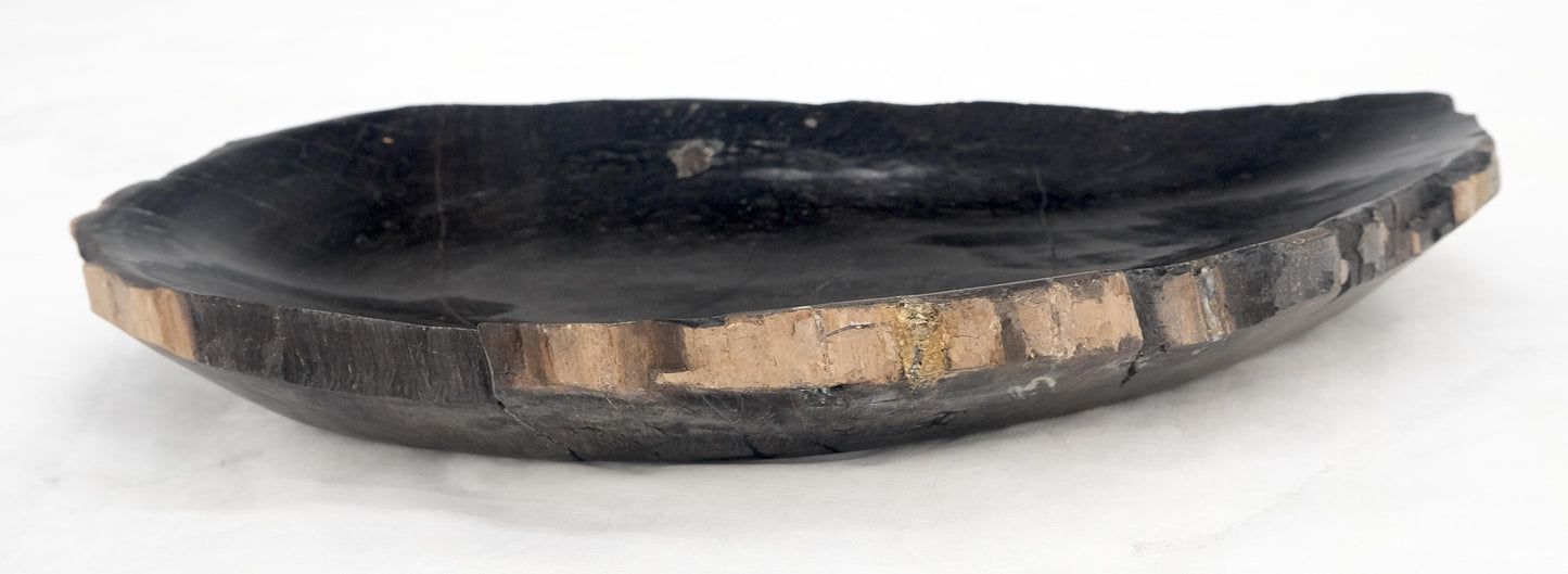 EstablishedLines Petrified Wood Round Shape Solid Black Round Bowl Dish Large Plate Ashtray MINT!