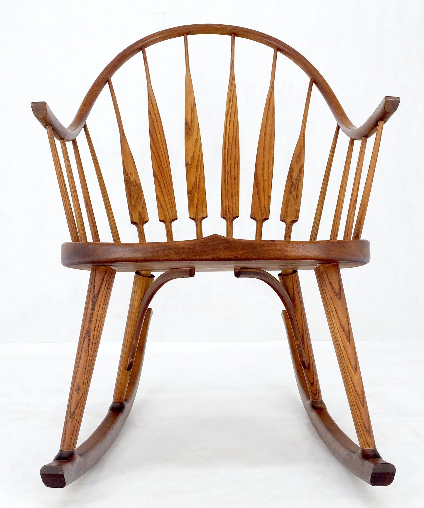 EstablishedLines Very Fine Artist Signed Studio Made Solid Chestnut Rocking Chair Peg Joint Mint