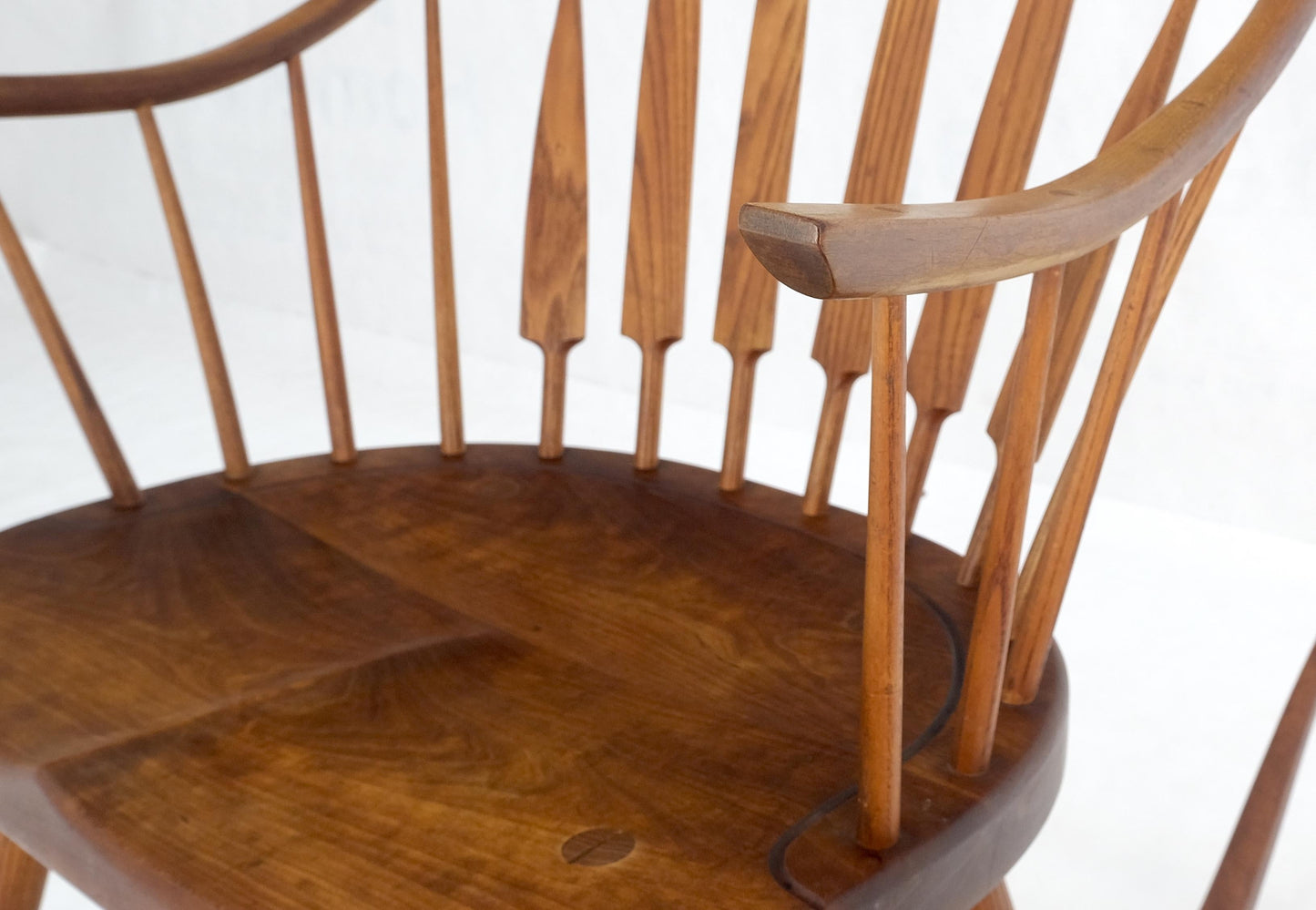 EstablishedLines Very Fine Artist Signed Studio Made Solid Chestnut Rocking Chair Peg Joint Mint