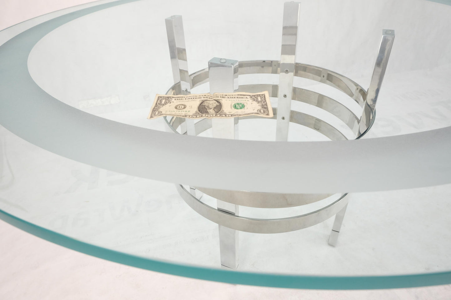 EstablishedLines Heavy Polished Solid Stainless Steel Glass Round Dining Game Table Ribbed Design