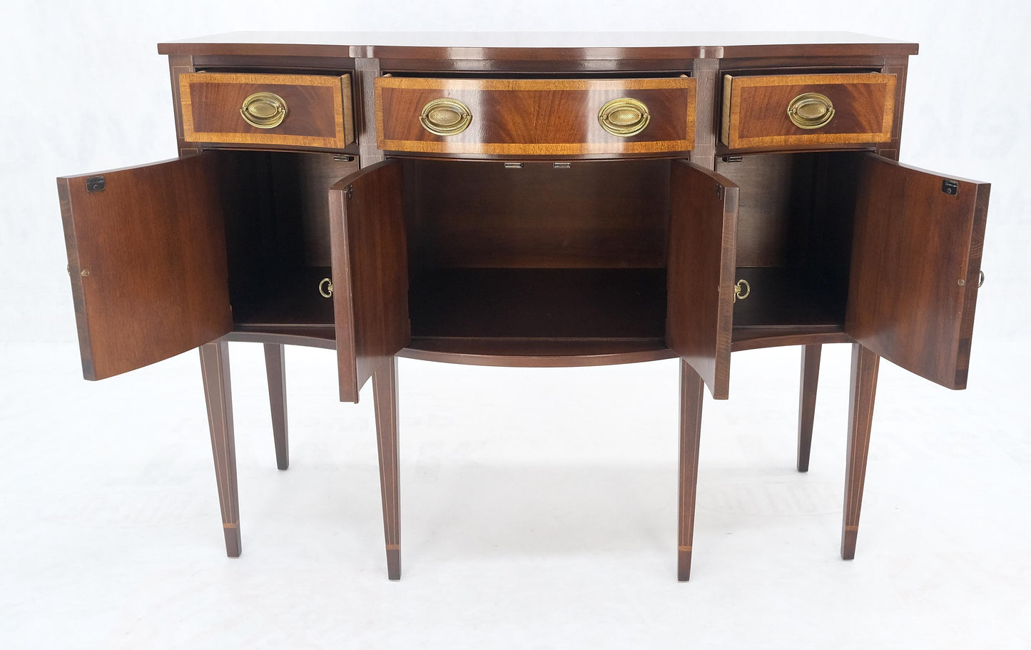 EstablishedLines Banded Mahogany Federal Style Compact 50" Wide Sideboard Credenza Buffet MINT!