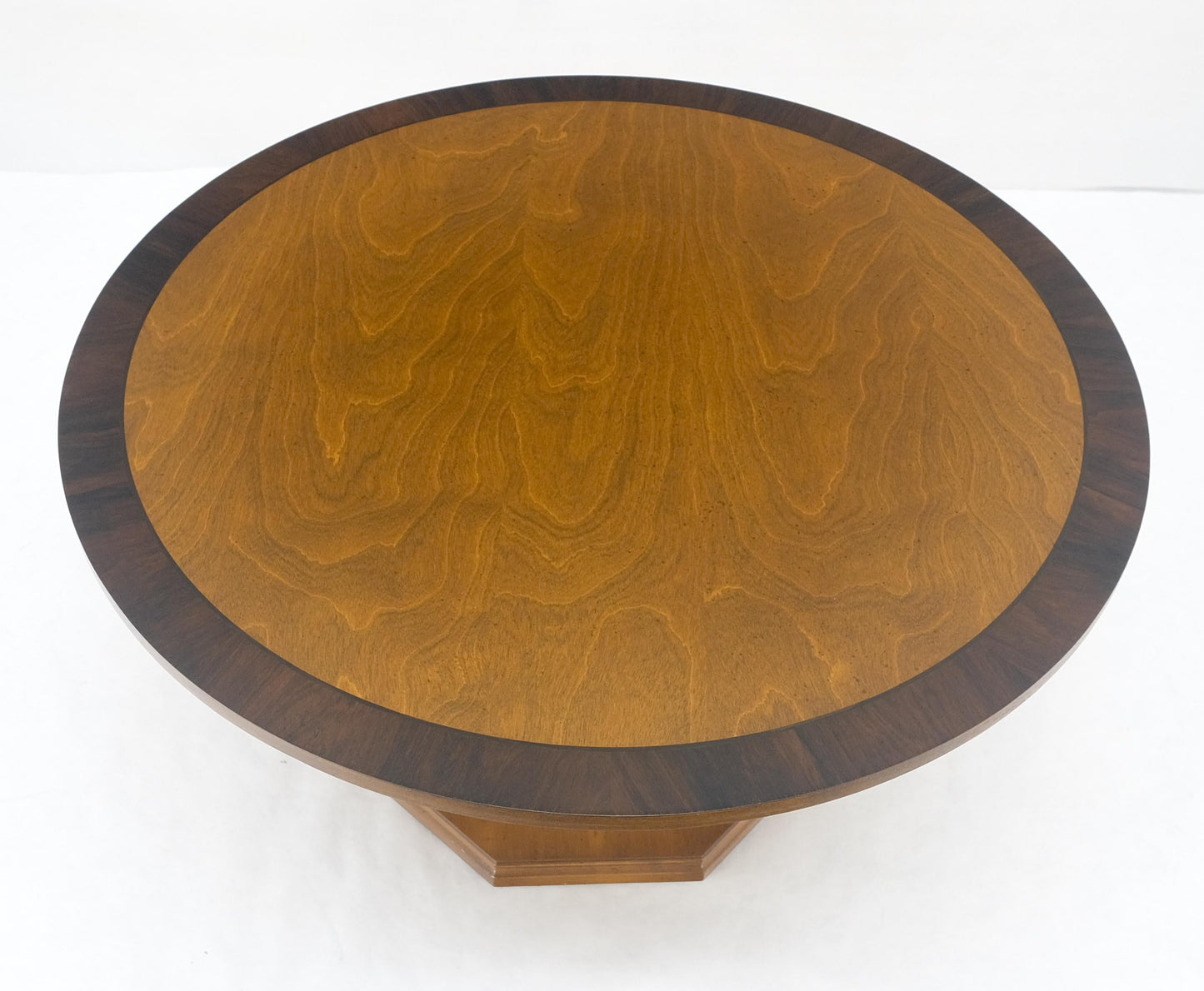 EstablishedLines Very Fine Mid Century Modern 36" Round Rosewood Banded Top Coffee Table MINT