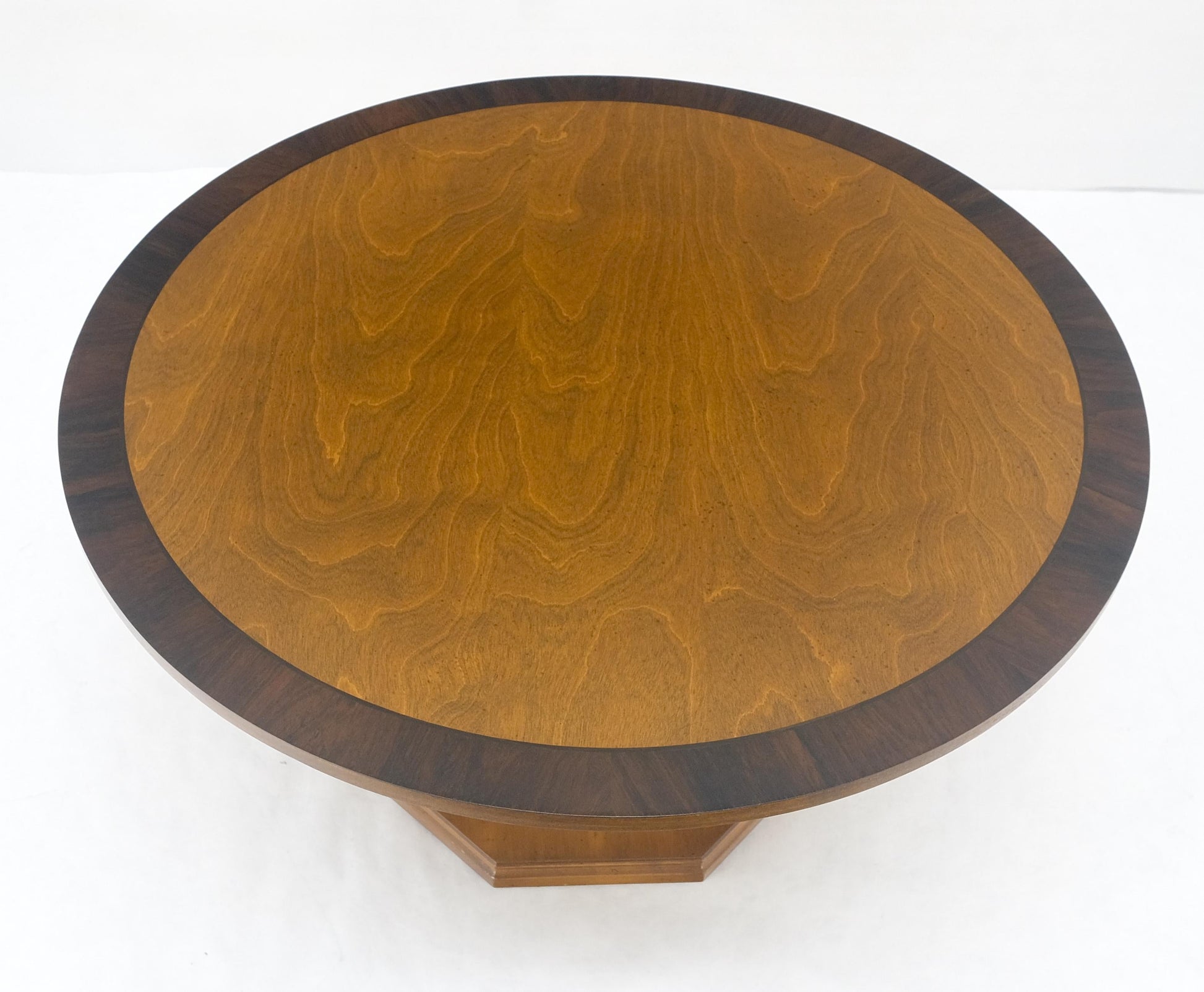 EstablishedLines Very Fine Mid Century Modern 36" Round Rosewood Banded Top Coffee Table MINT