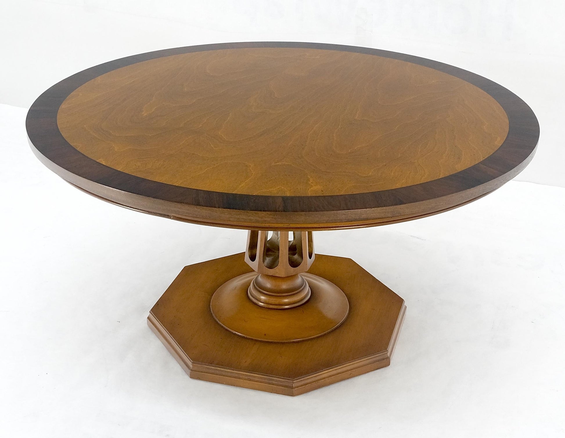 EstablishedLines Very Fine Mid Century Modern 36" Round Rosewood Banded Top Coffee Table MINT