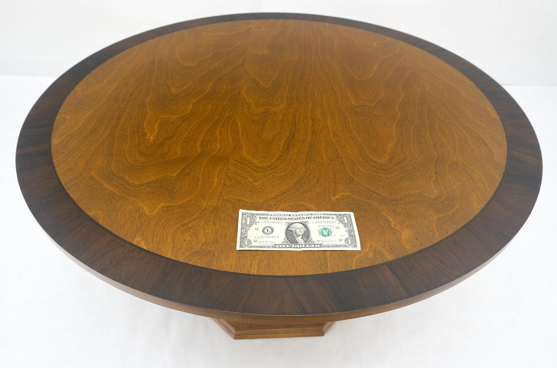 EstablishedLines Very Fine Mid Century Modern 36" Round Rosewood Banded Top Coffee Table MINT