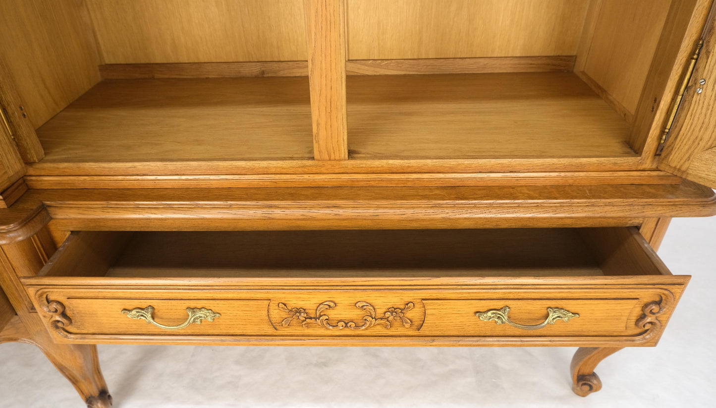 EstablishedLines Carved Oak Oversize 5 Doors Long Credenza Cabinet Sideboard w/ Shelves Drawer