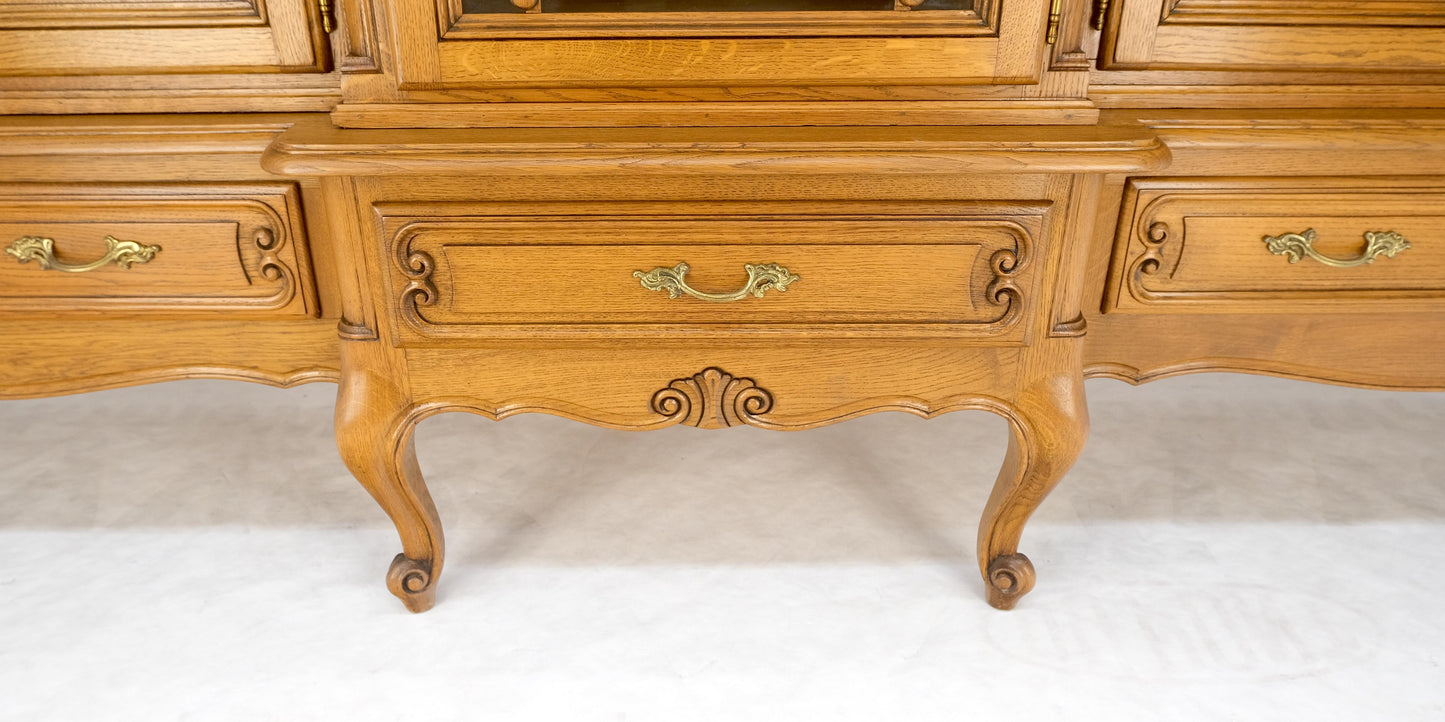 EstablishedLines Carved Oak Oversize 5 Doors Long Credenza Cabinet Sideboard w/ Shelves Drawer