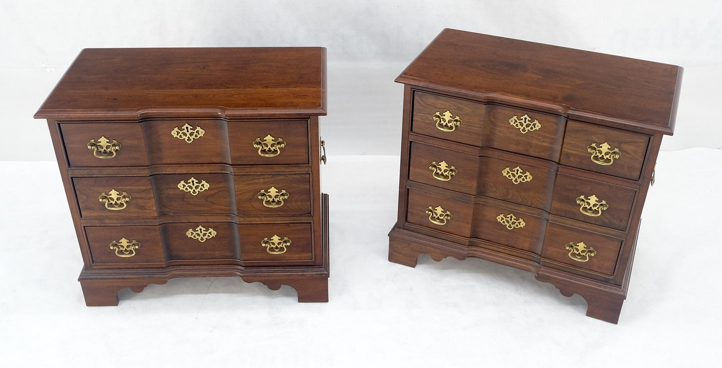 EstablishedLines Pair of Solid Cherry 3 Drawers Block Front Nightstands End Tables Stands MIINT