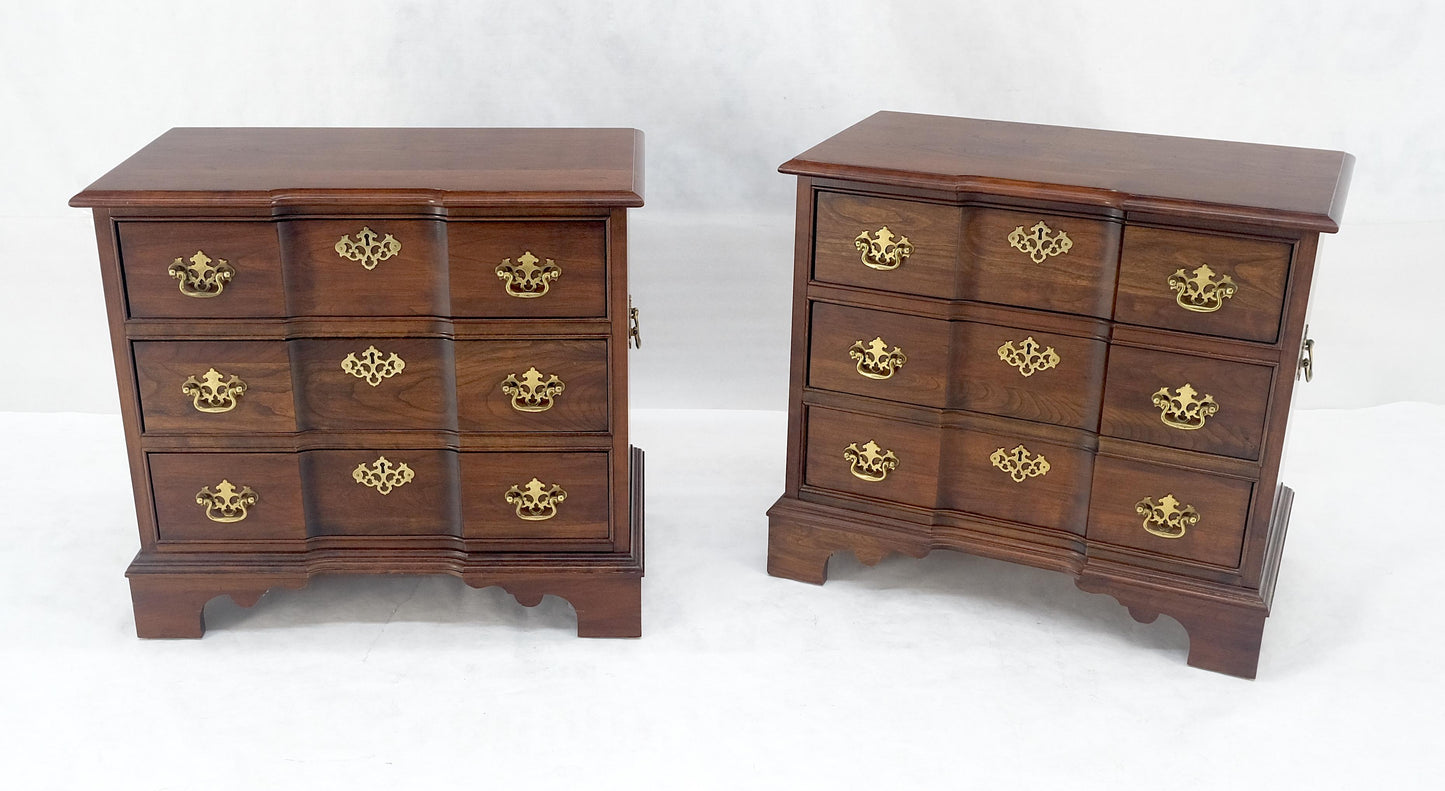 EstablishedLines Pair of Solid Cherry 3 Drawers Block Front Nightstands End Tables Stands MIINT