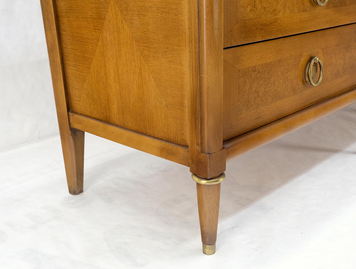EstablishedLines Light Walnut Long Travertine Top 9 Drawers Dresser Credenza Drop Ring Pulls MINT