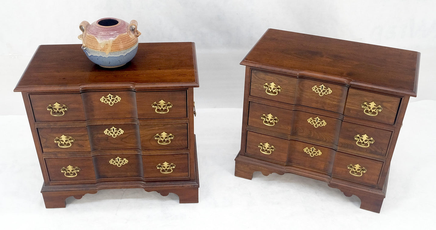 EstablishedLines Pair of Solid Cherry 3 Drawers Block Front Nightstands End Tables Stands MIINT