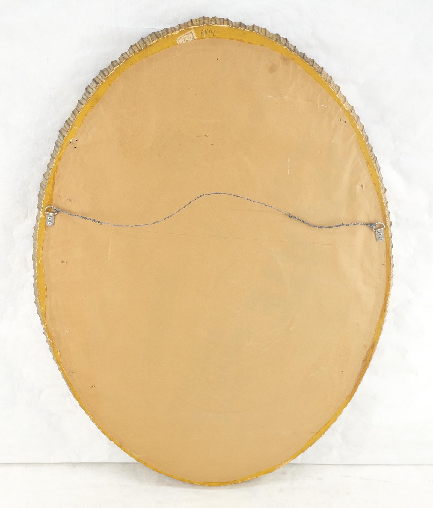 EstablishedLines Carved Wood Scallop Edge Style Silver & Gold Gilt Oval c1970s Wall Mirror MINT!