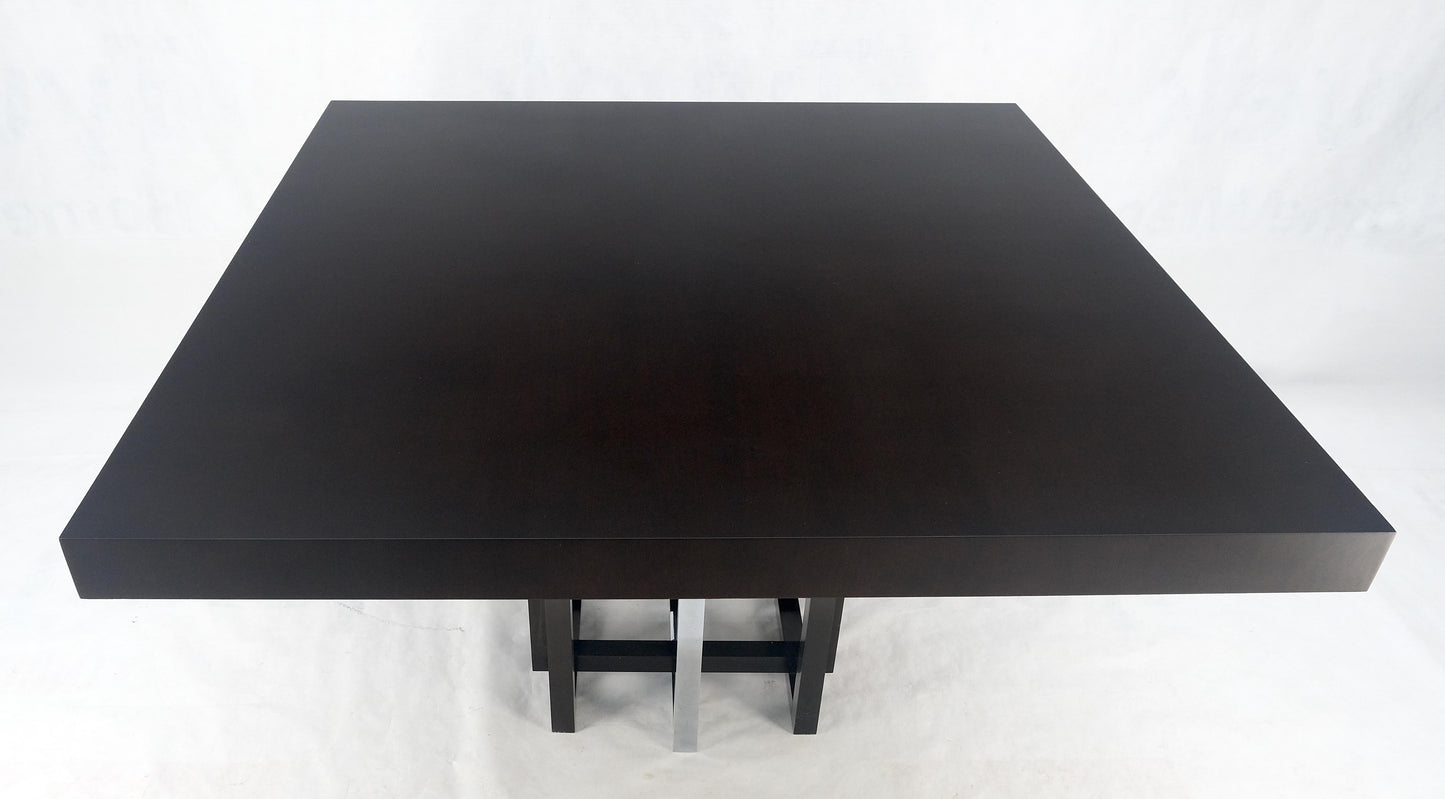 EstablishedLines Bronzed & Chrome Base Ebonized Mahogany Square Top Conference Dining Table MINT!