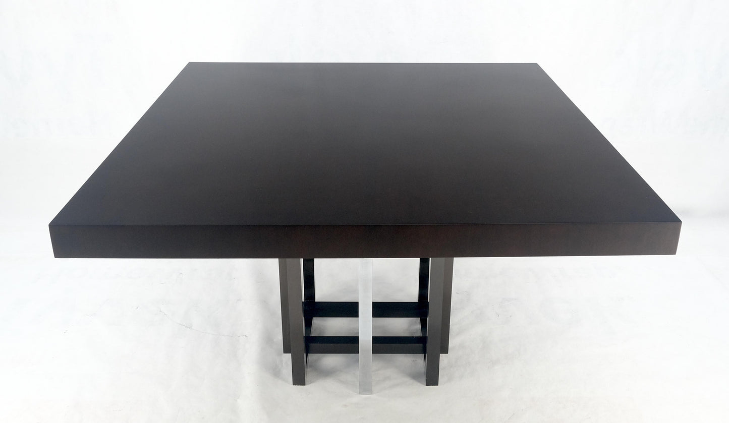 EstablishedLines Bronzed & Chrome Base Ebonized Mahogany Square Top Conference Dining Table MINT!