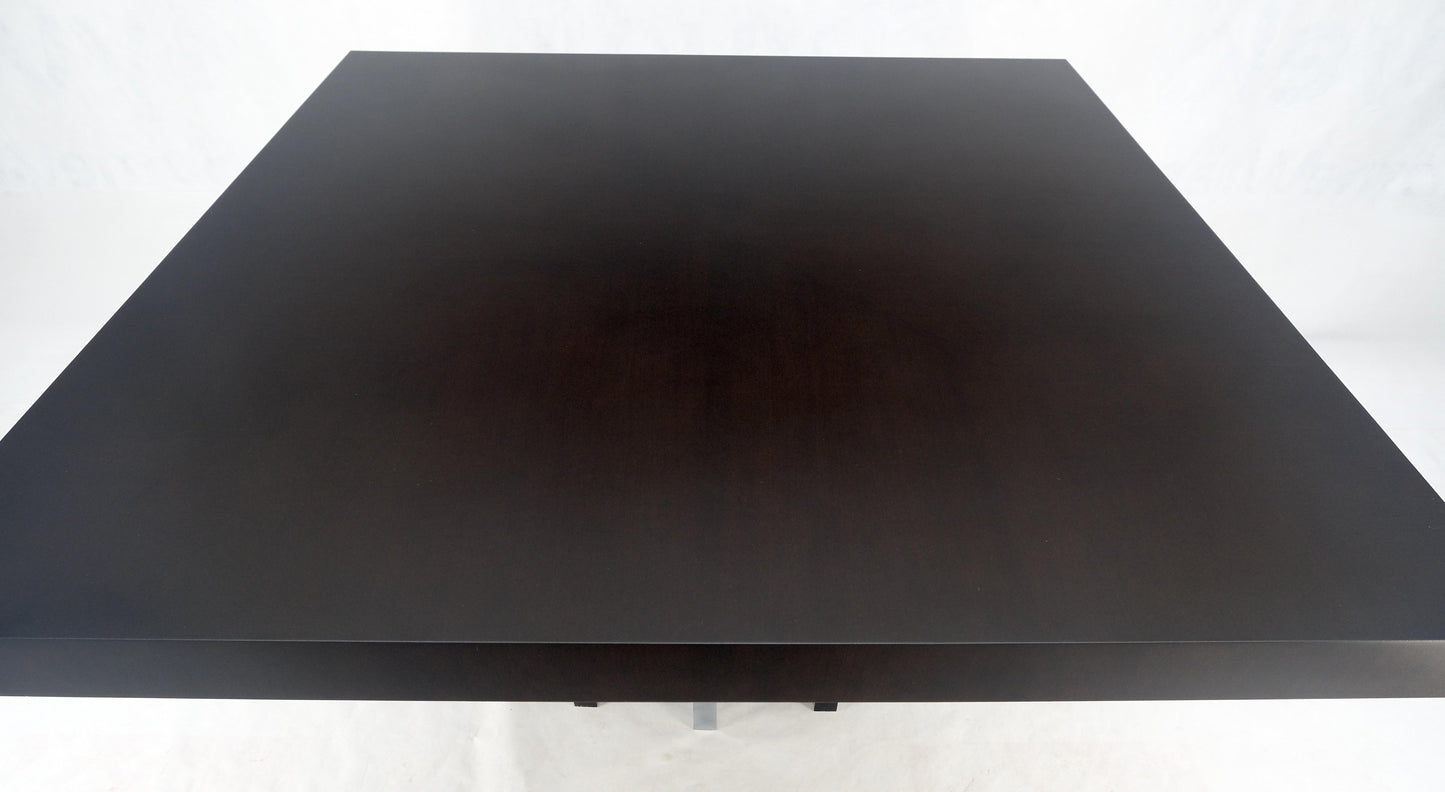 EstablishedLines Bronzed & Chrome Base Ebonized Mahogany Square Top Conference Dining Table MINT!