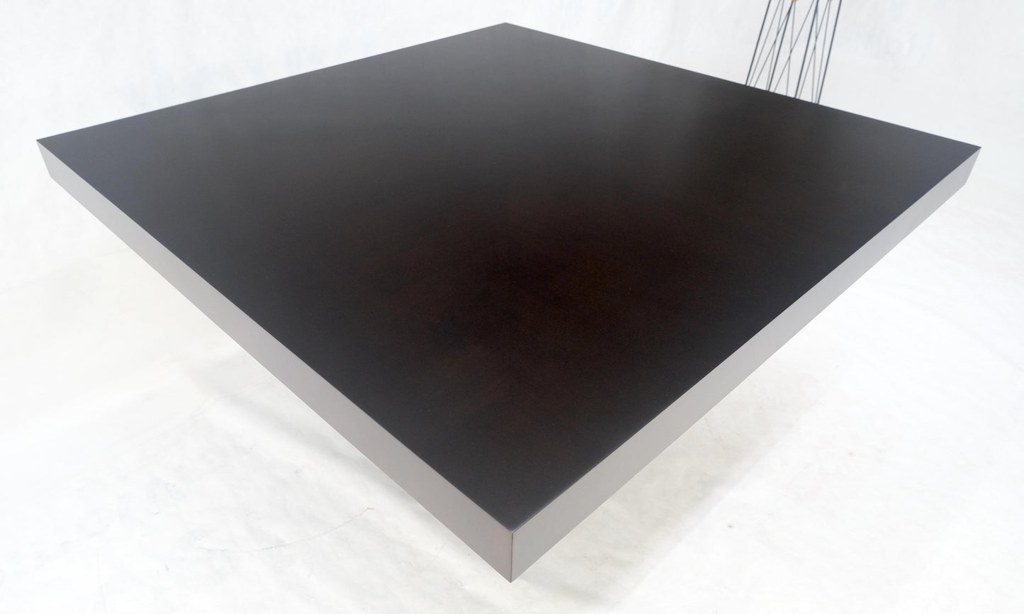 EstablishedLines Bronzed & Chrome Base Ebonized Mahogany Square Top Conference Dining Table MINT!