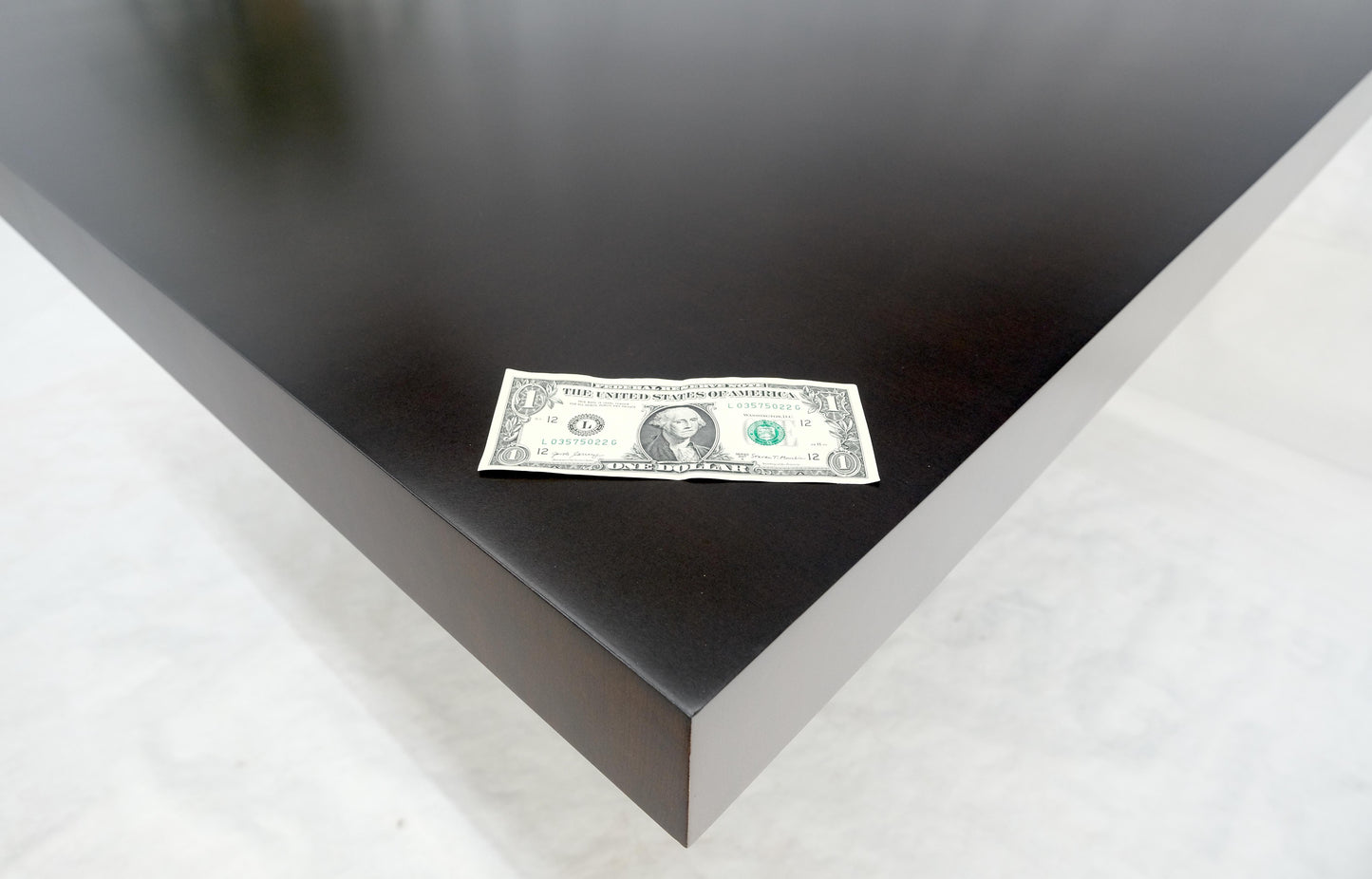 EstablishedLines Bronzed & Chrome Base Ebonized Mahogany Square Top Conference Dining Table MINT!