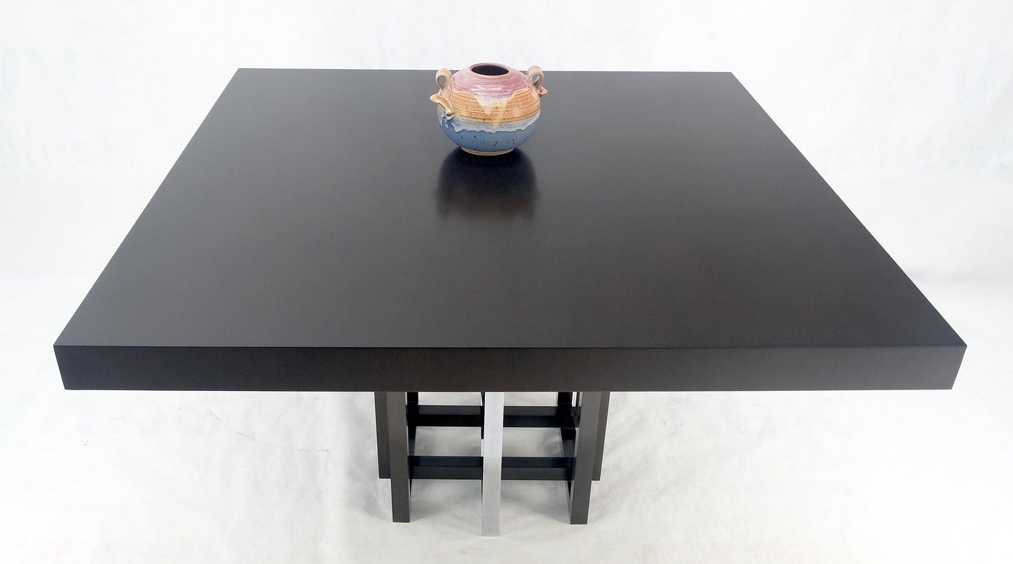 EstablishedLines Bronzed & Chrome Base Ebonized Mahogany Square Top Conference Dining Table MINT!