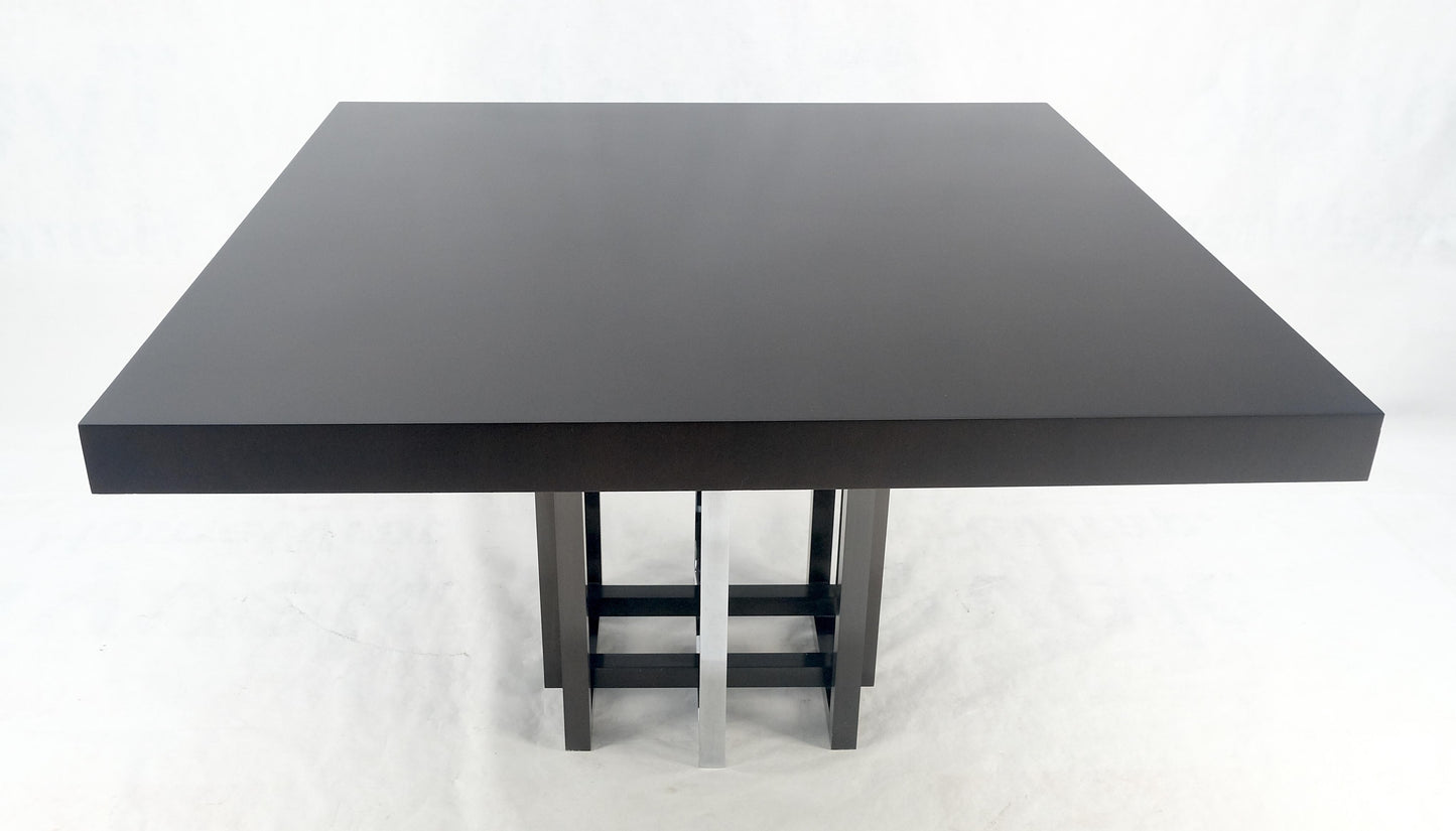EstablishedLines Bronzed & Chrome Base Ebonized Mahogany Square Top Conference Dining Table MINT!