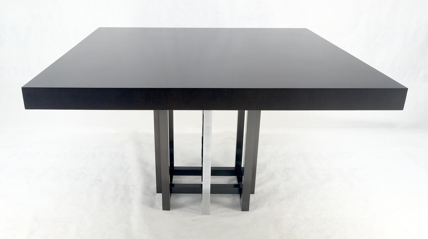 EstablishedLines Bronzed & Chrome Base Ebonized Mahogany Square Top Conference Dining Table MINT!