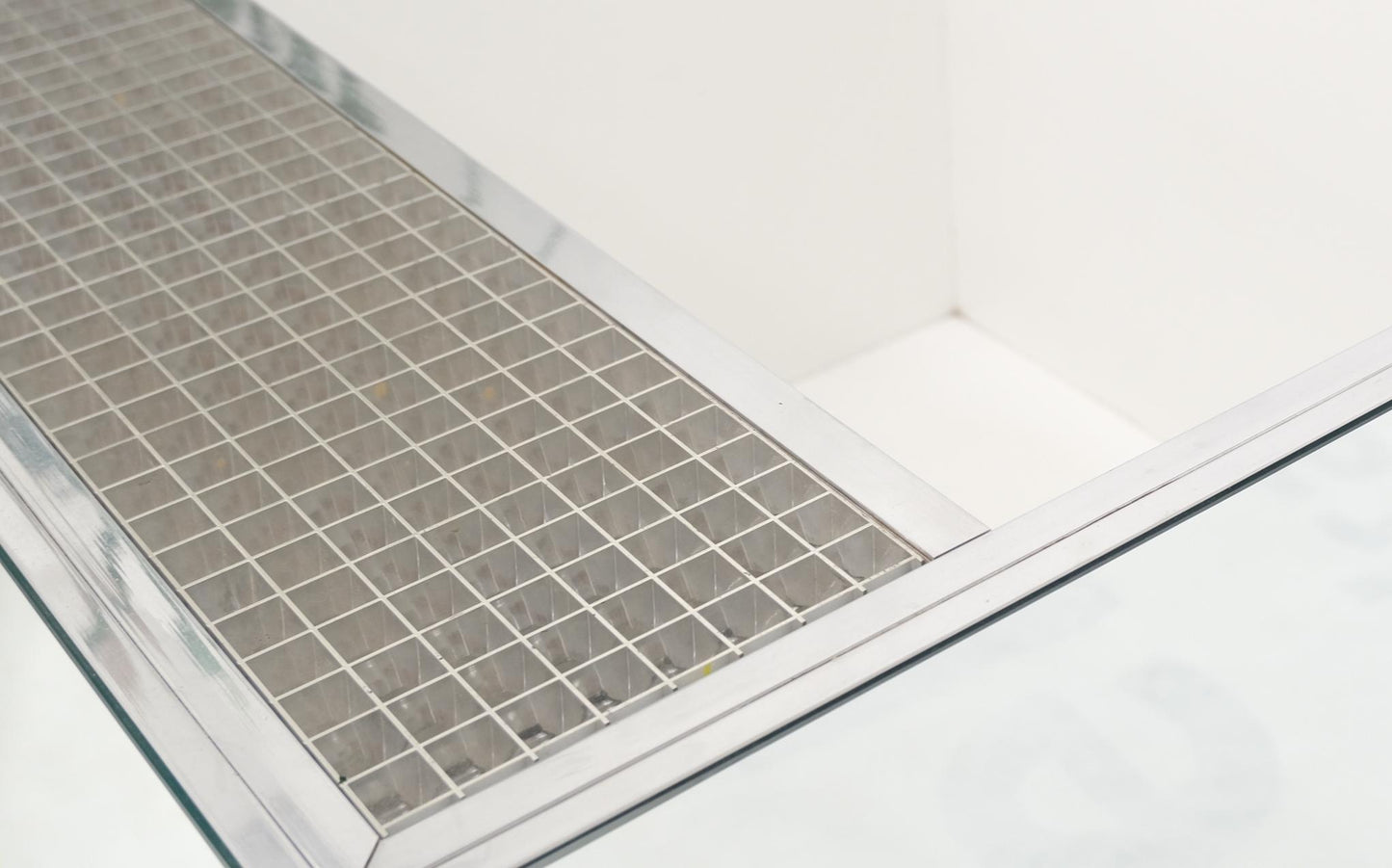 EstablishedLines Pair of Very Fine Mirrored Box Planters Lights Stainless Steel Cases