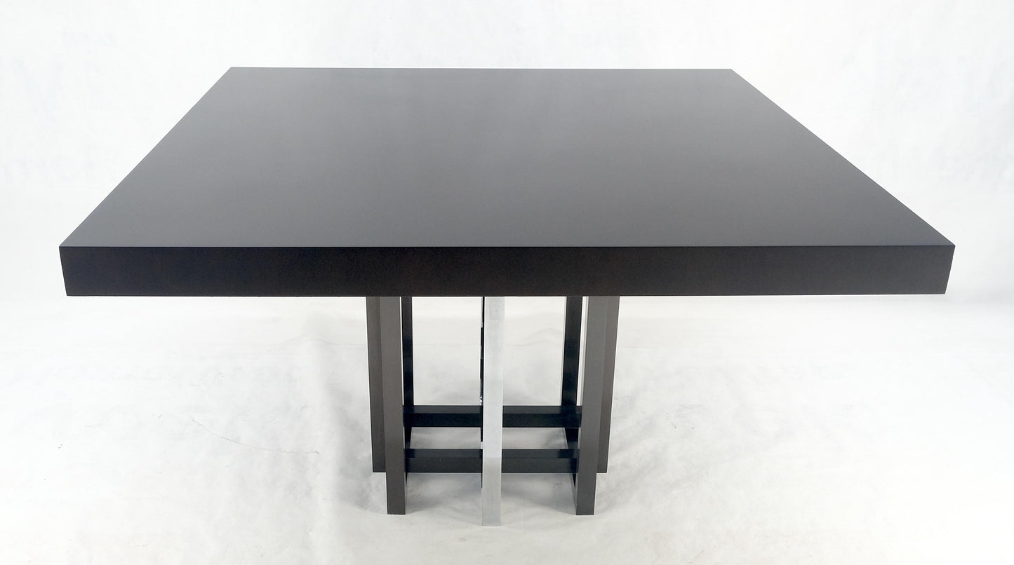 EstablishedLines Bronzed & Chrome Base Ebonized Mahogany Square Top Conference Dining Table MINT!