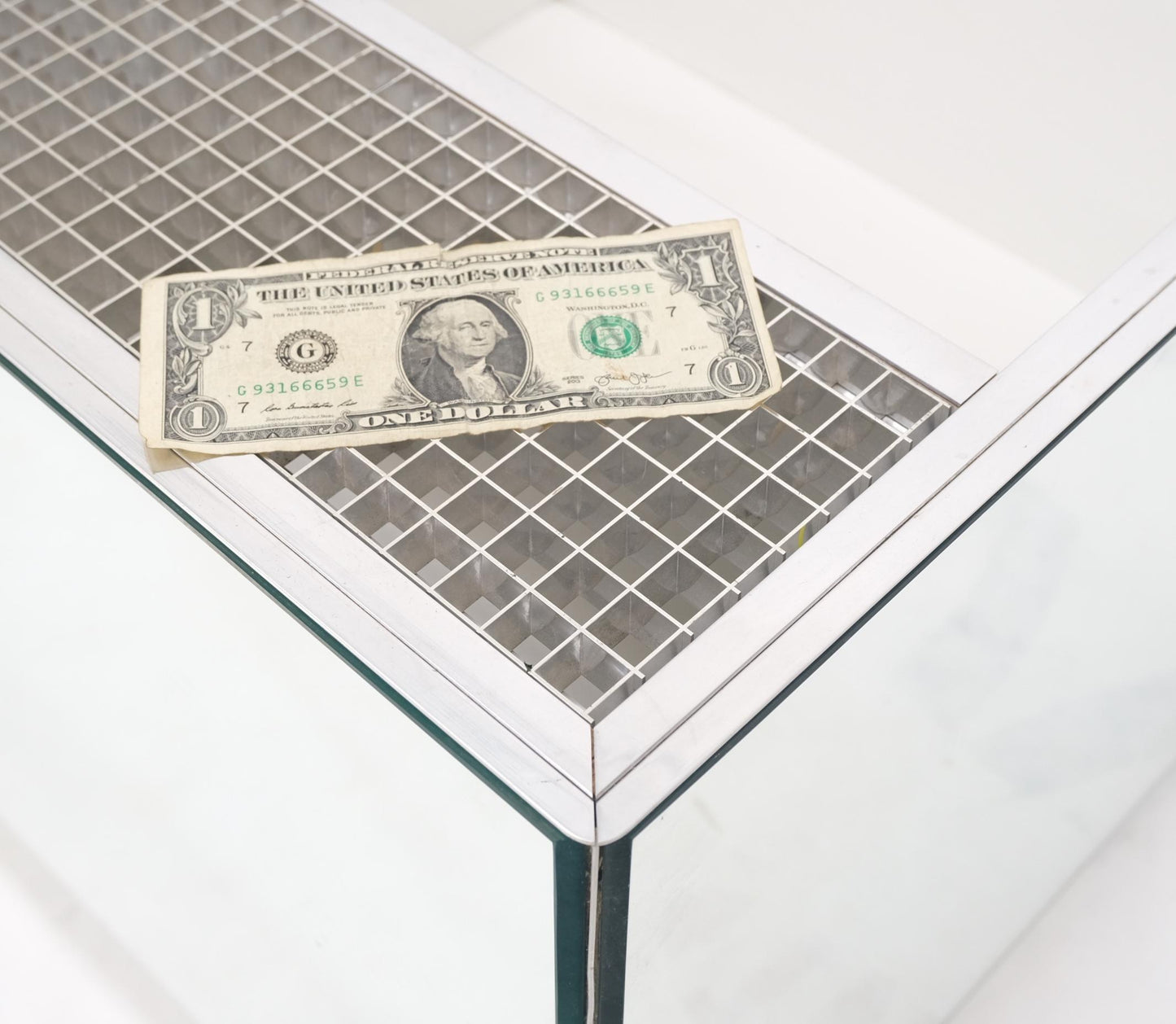 EstablishedLines Pair of Very Fine Mirrored Box Planters Lights Stainless Steel Cases