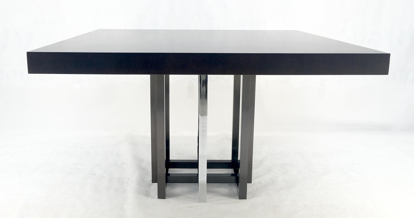 EstablishedLines Bronzed & Chrome Base Ebonized Mahogany Square Top Conference Dining Table MINT!
