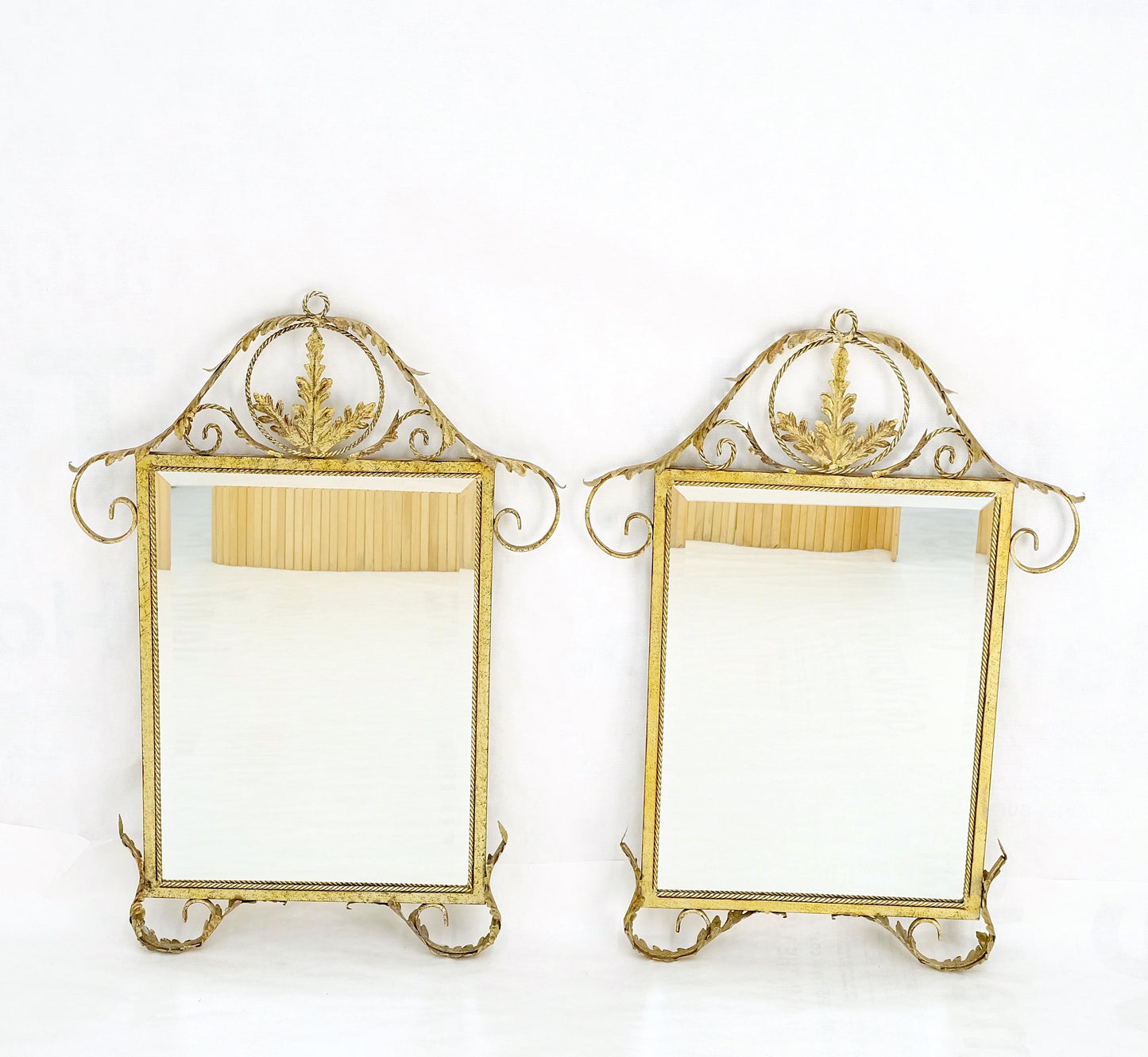 EstablishedLines Pair of Regency Style Gilt Metal Rectangle Wall Mirrors Mint!