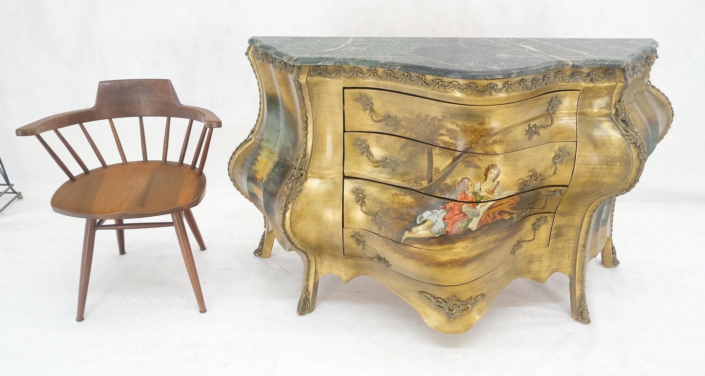 EstablishedLines Venetian Italian Bombe Style Painted Marble Top 3 Drawers Dresser MINT!