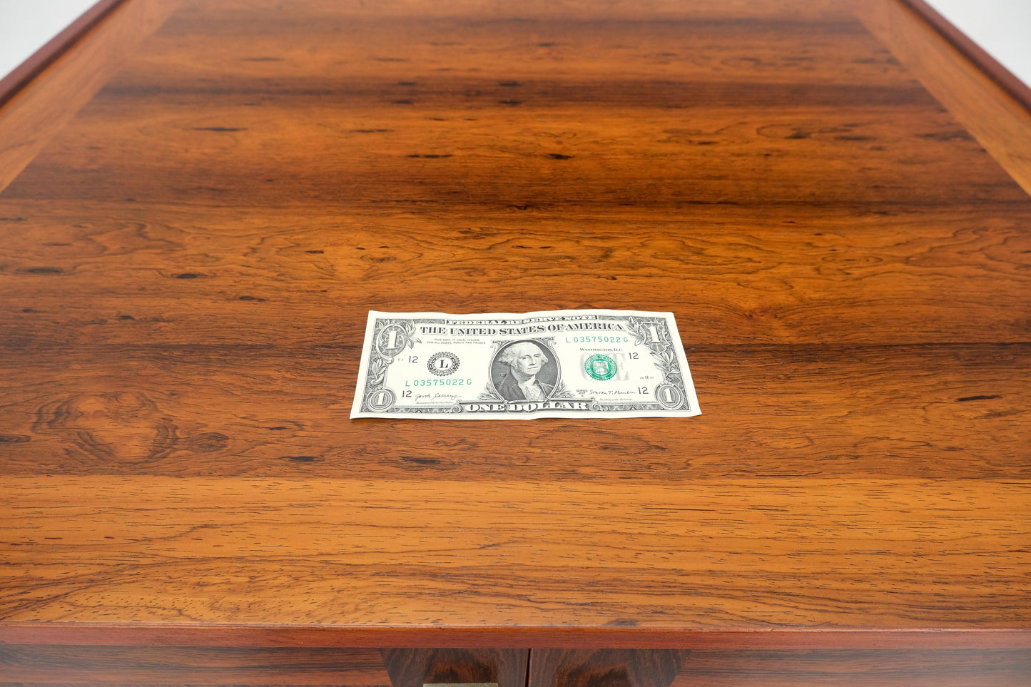 EstablishedLines Danish Modern Rosewood Two Doors Compartment 32" Square End Side Table MINT!