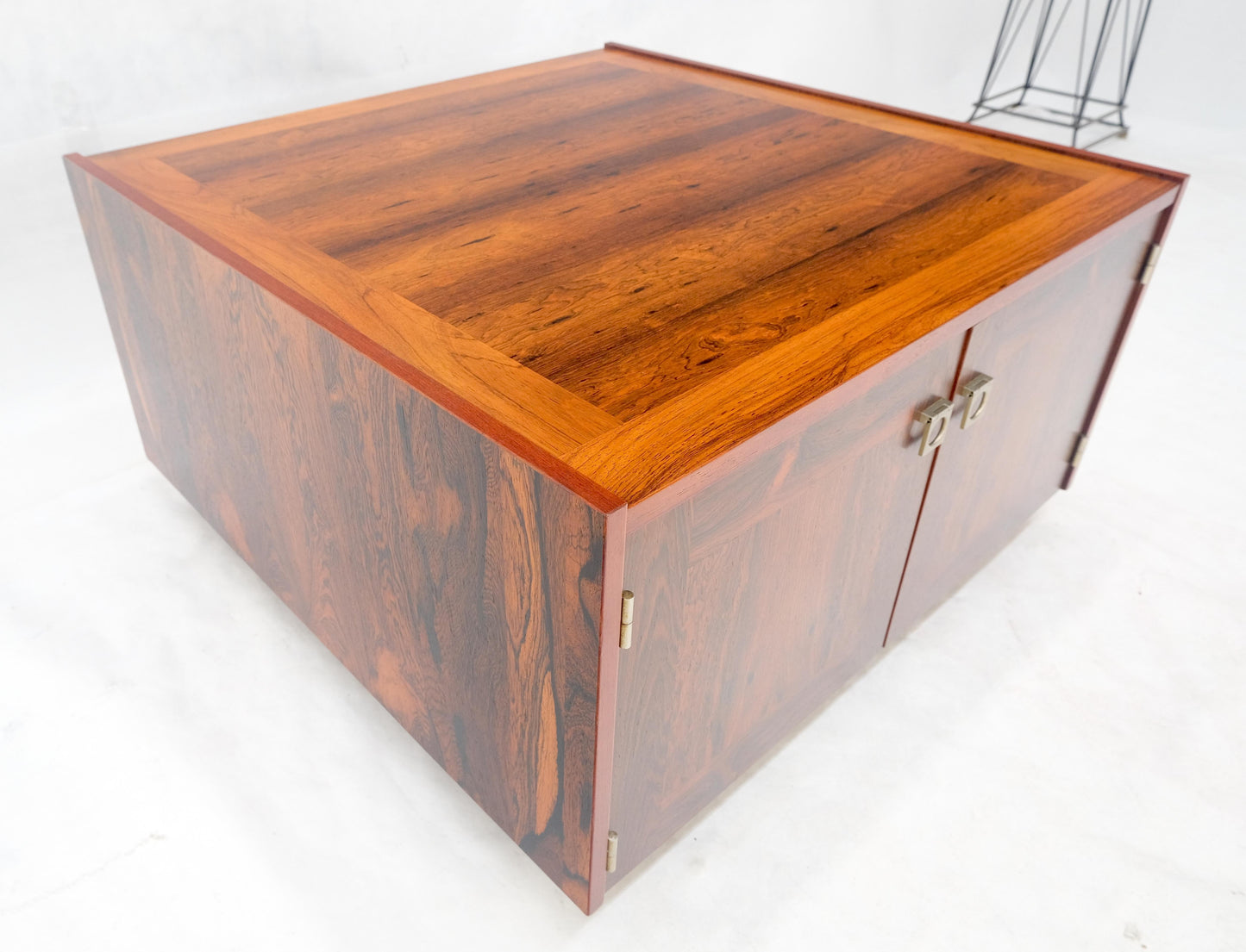EstablishedLines Danish Modern Rosewood Two Doors Compartment 32" Square End Side Table MINT!