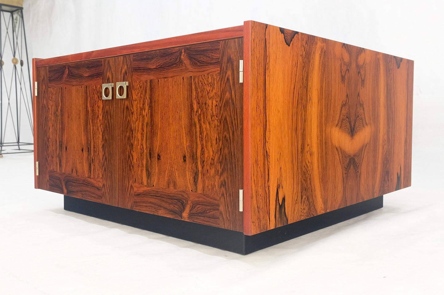 EstablishedLines Danish Modern Rosewood Two Doors Compartment 32" Square End Side Table MINT!