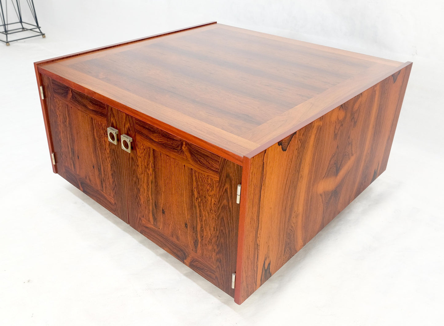 EstablishedLines Danish Modern Rosewood Two Doors Compartment 32" Square End Side Table MINT!